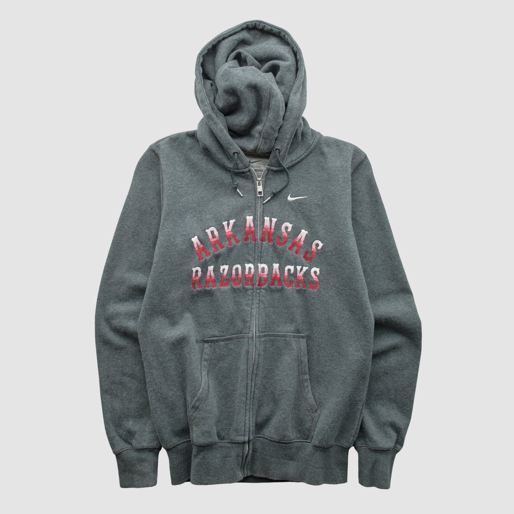 Arkansas Razorbacks Nike 2010s Hooded Full Zip Sweatshirt - Dark Heather Gray - XS