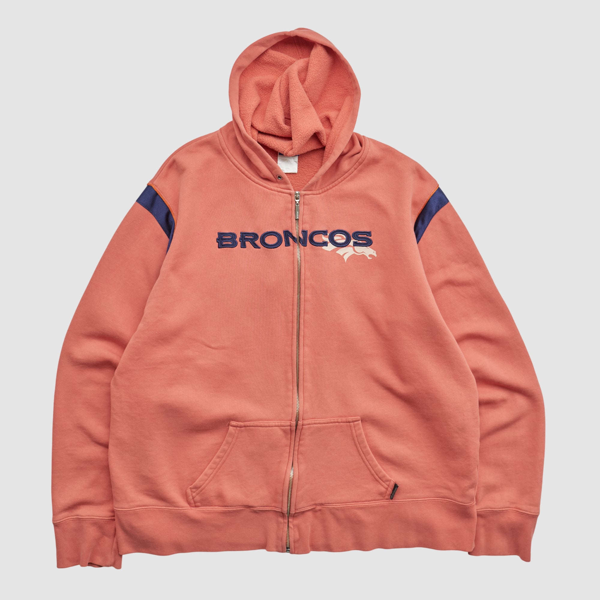 Denver Broncos Reebok 2000s Hooded Full Zip Sweatshirt - Orange - M