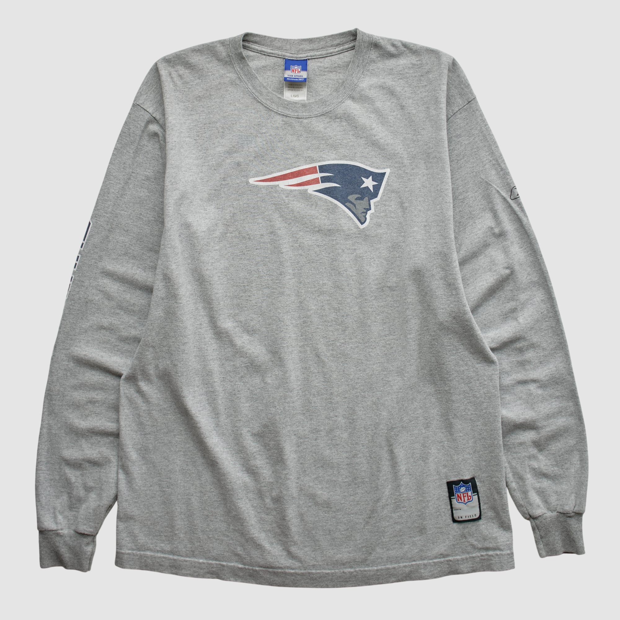 New England Patriots Reebok 2000s Long Sleeve T-shirt - Heather Gray - L
