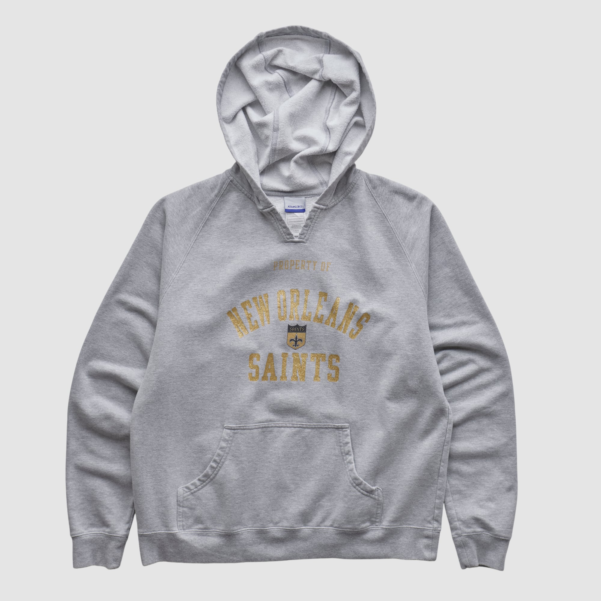 New Orleans Saints Reebok 2000s Hooded Pullover Sweatshirt - Heather Gray - XS