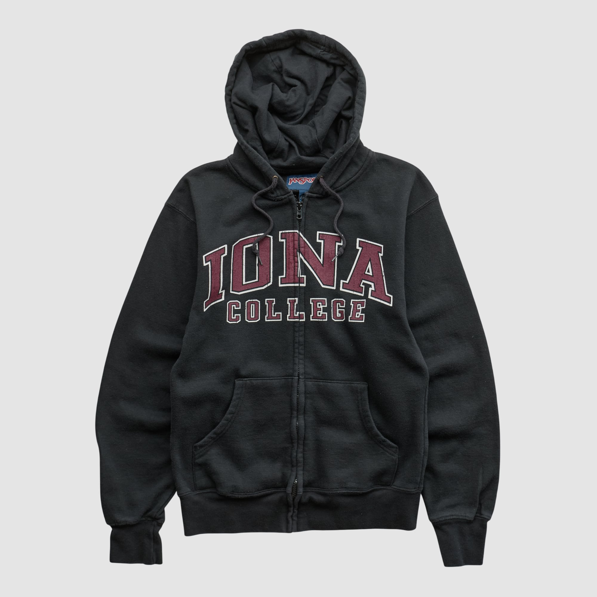 Iona University Gaels Jansport 2000s Hooded Full Zip Sweatshirt - Black - XXS