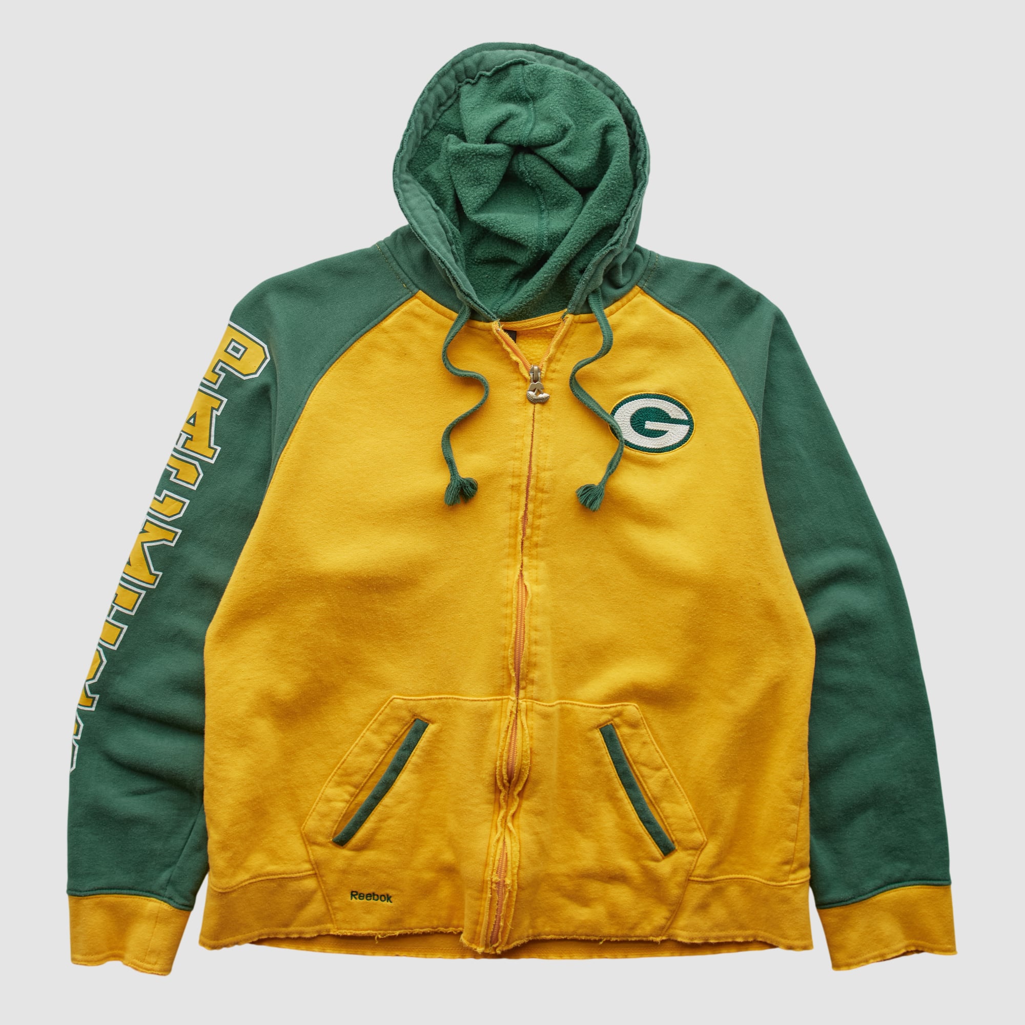 Green Bay Packers Reebok 2000s Hooded Full Zip Sweatshirt - Yellow - S