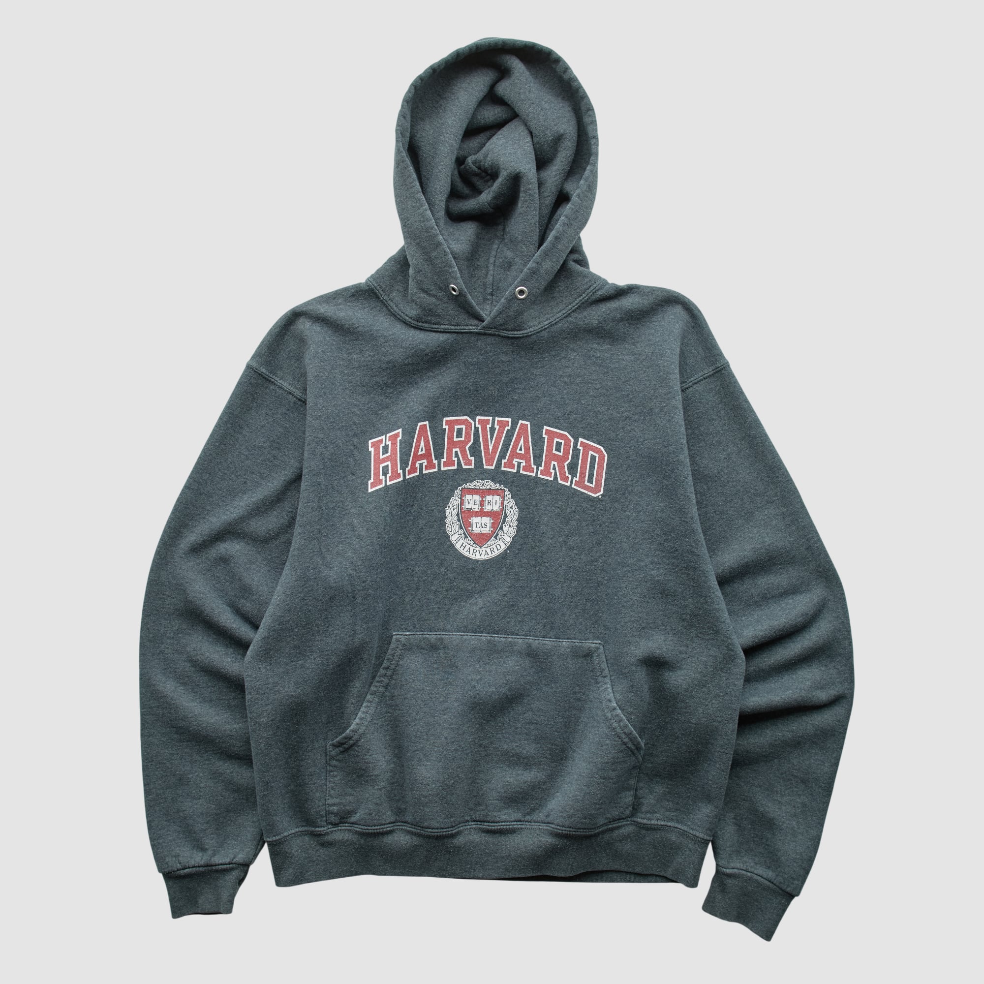 Harvard Crimson Jerzees 2010s Hooded Pullover Sweatshirt - Dark Heather Gray - XXS