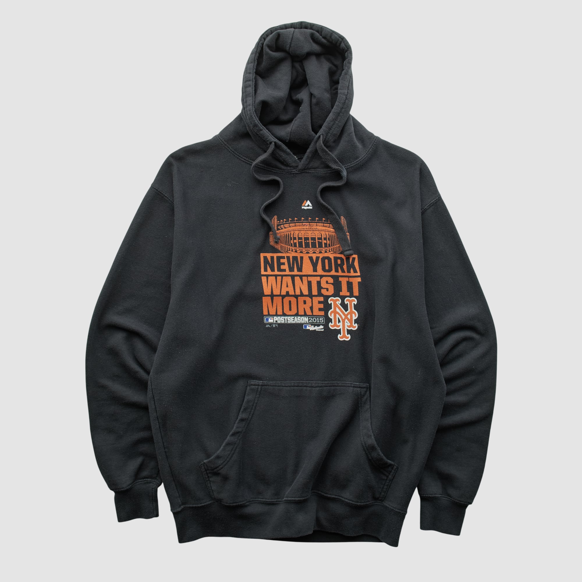 New York Mets Majestic 2015 Hooded Pullover Sweatshirt - Black - S