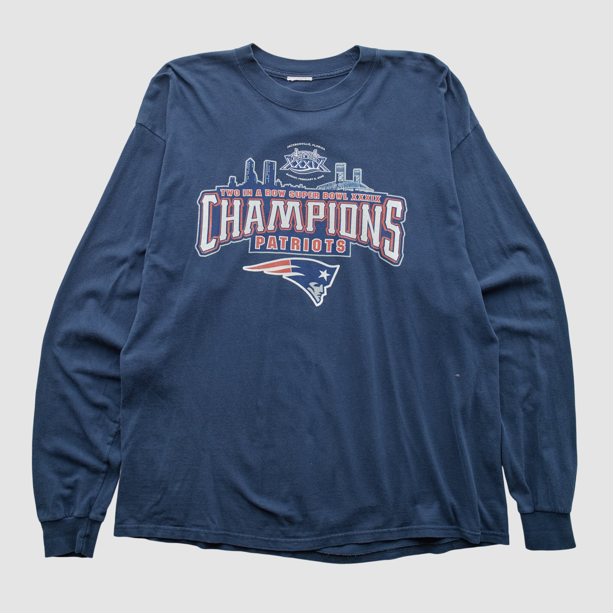 New England Patriots 2005 Long Sleeve T-shirt - Navy - L