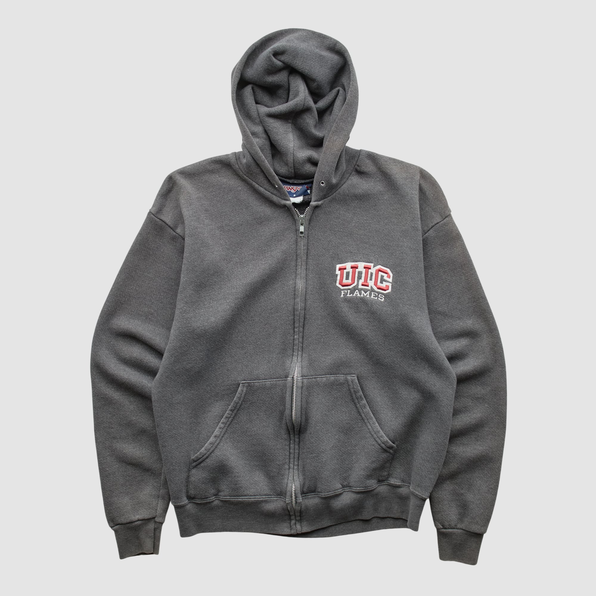 UIC Flames Jansport 2000s Hooded Full Zip Sweatshirt - Charcoal - XXS