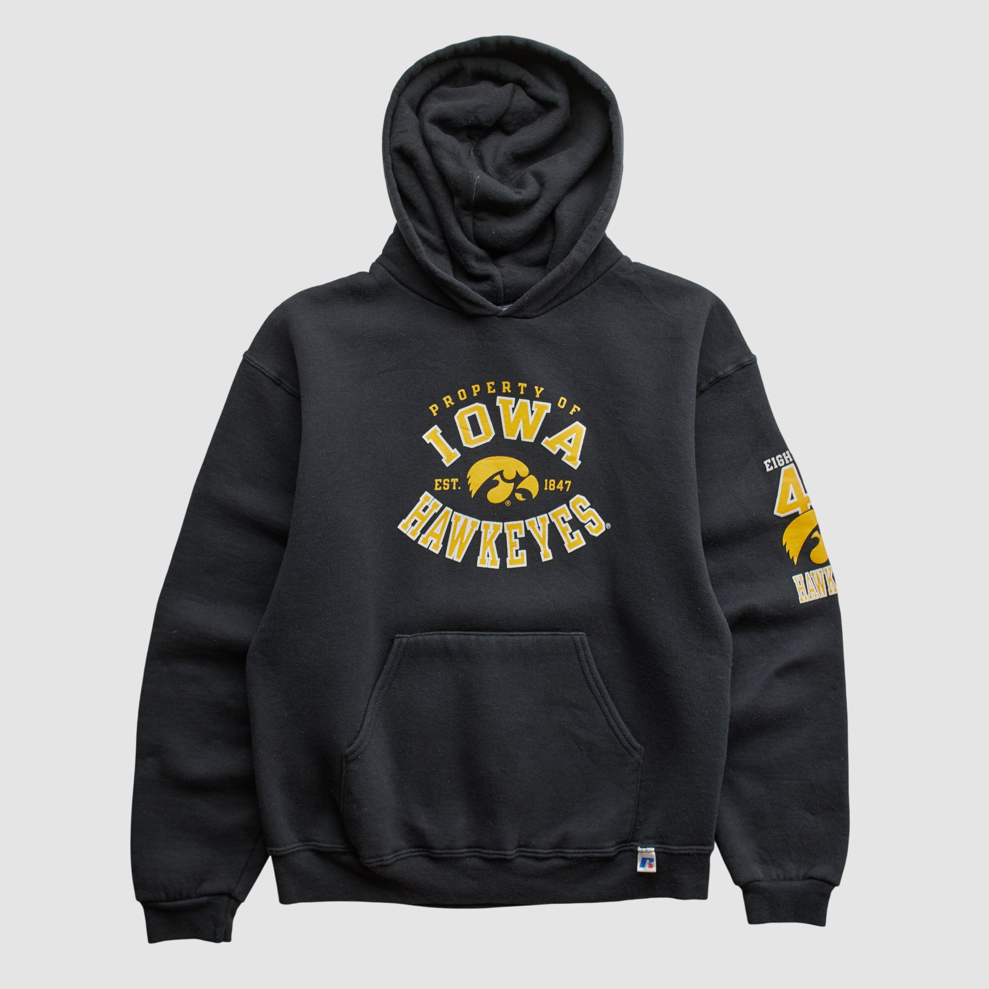 Iowa Hawkeyes Russell 2000s Hooded Pullover Sweatshirt - Black - XXS