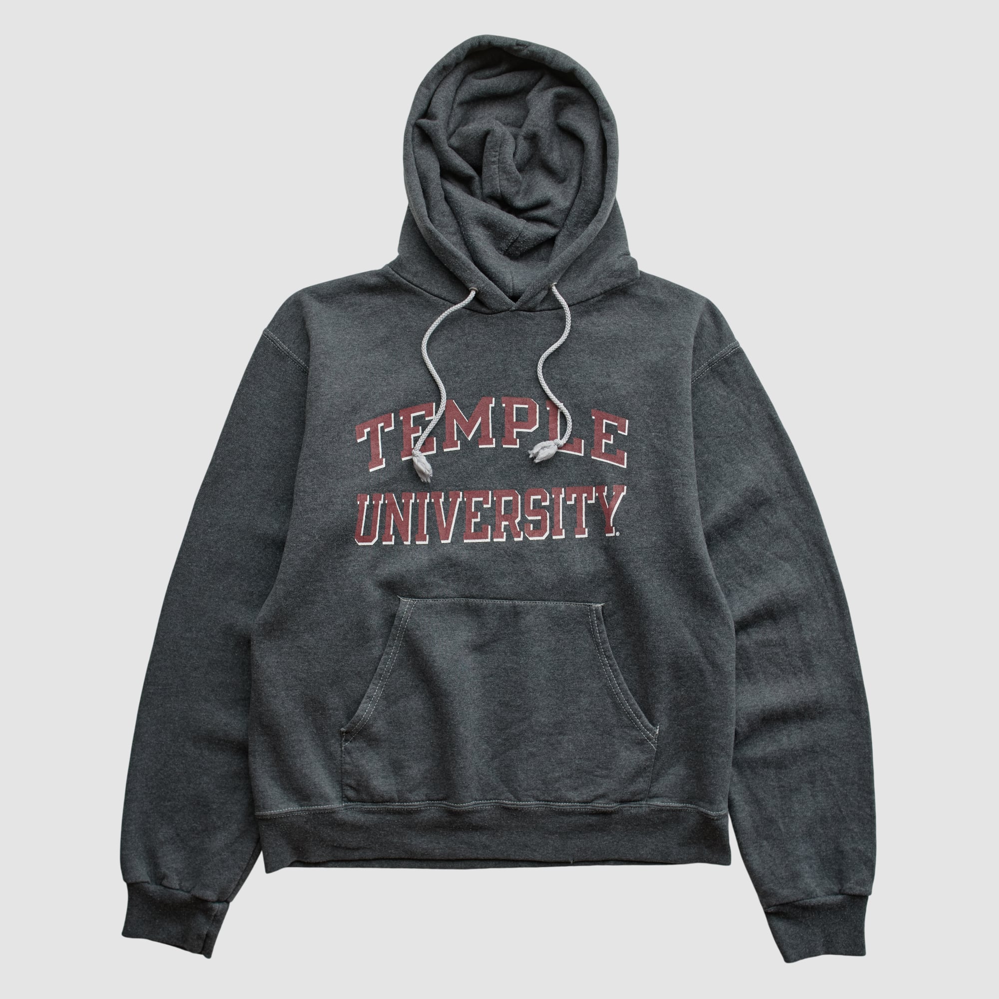 Temple Owls Champion 2000s Hooded Pullover Sweatshirt - Dark Heather Gray - XXS