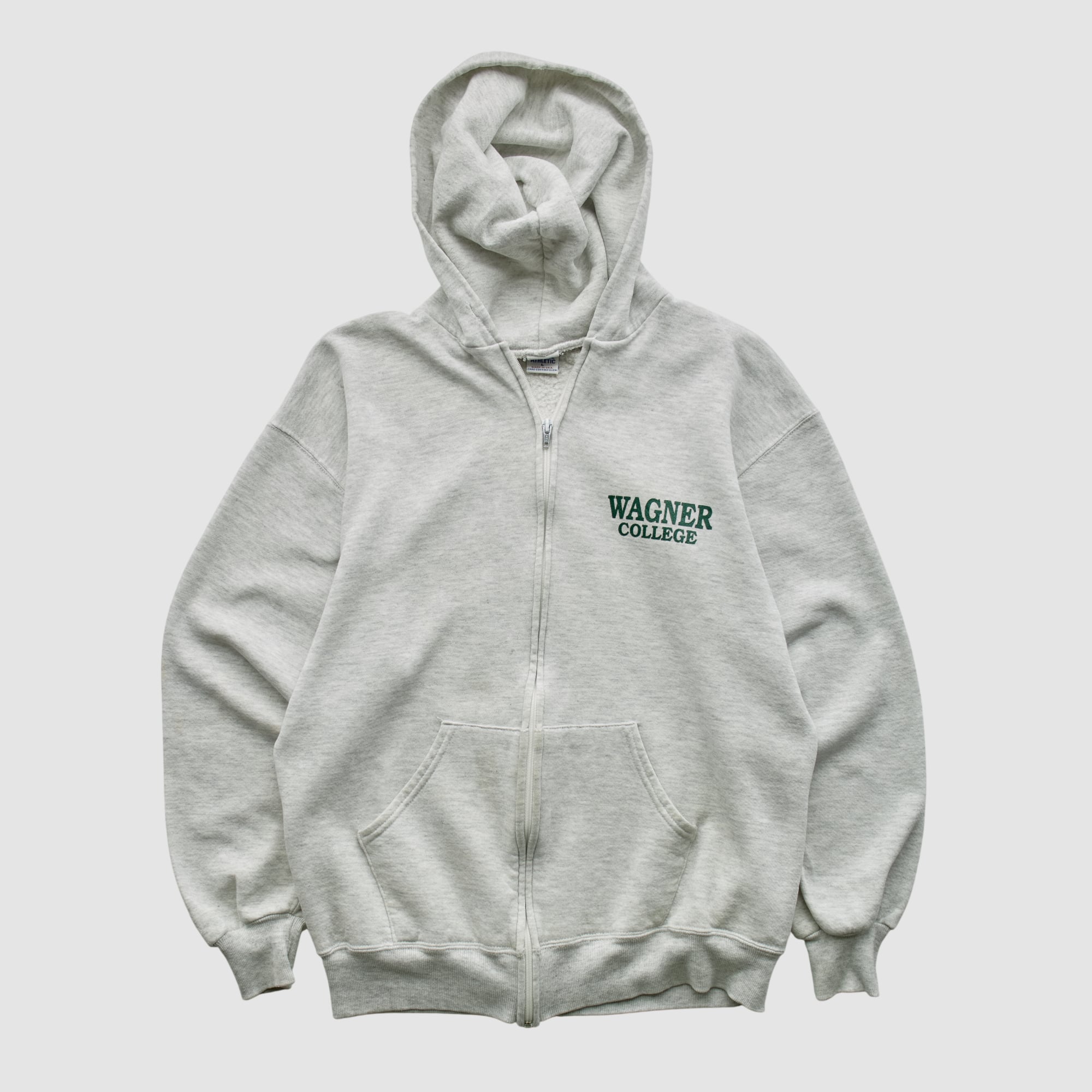 Wagner College Seahawks Russell 90s Hooded Full Zip Sweatshirt - Heather Gray - S