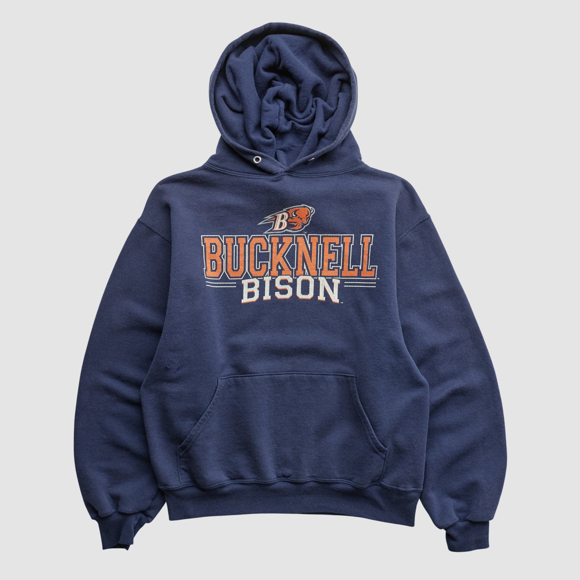 Bucknell Bison Jerzees 2000s Hooded Pullover Sweatshirt - Navy - XXS