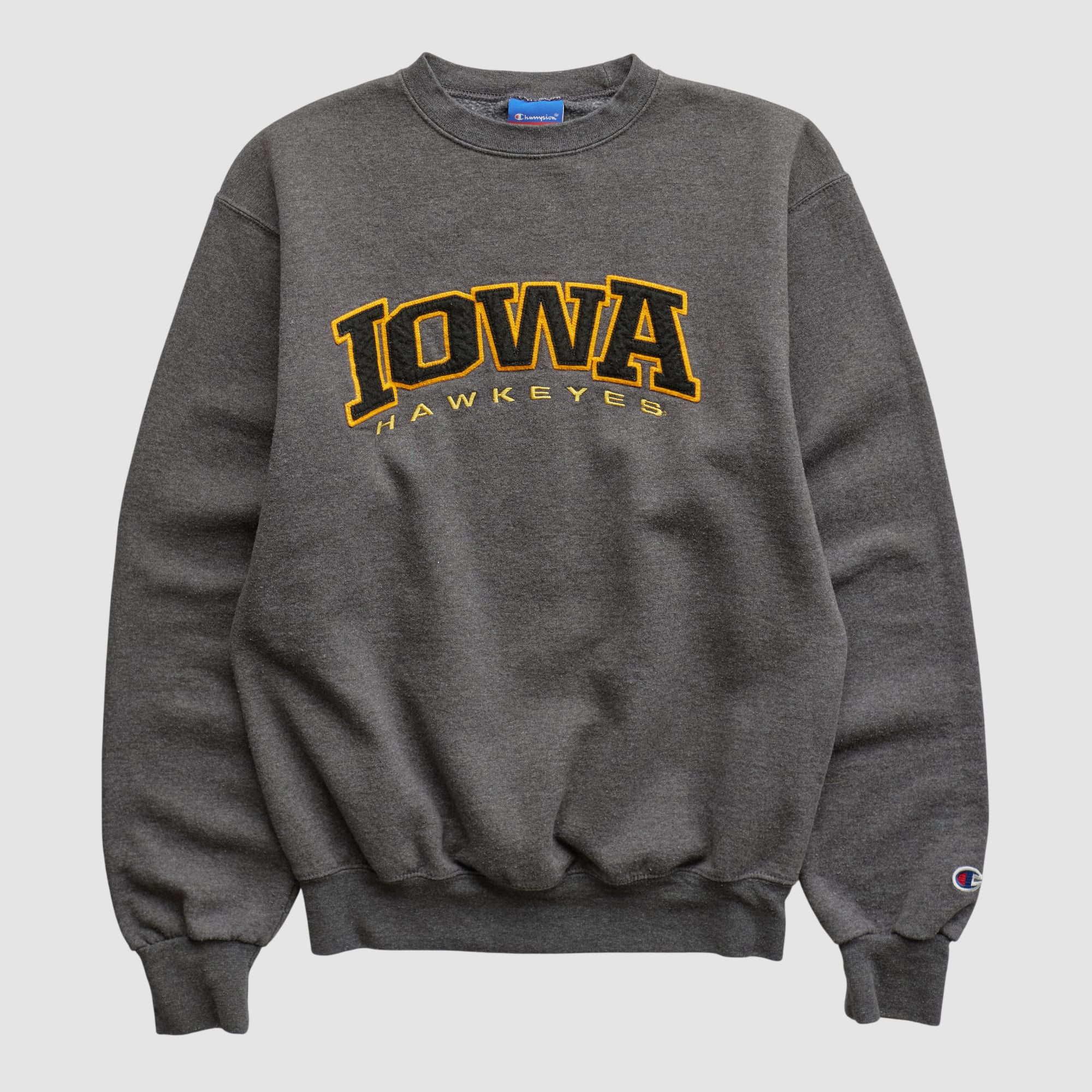 Iowa Hawkeyes Champion 2000s Pullover Sweatshirt - Dark Heather Gray - XXS