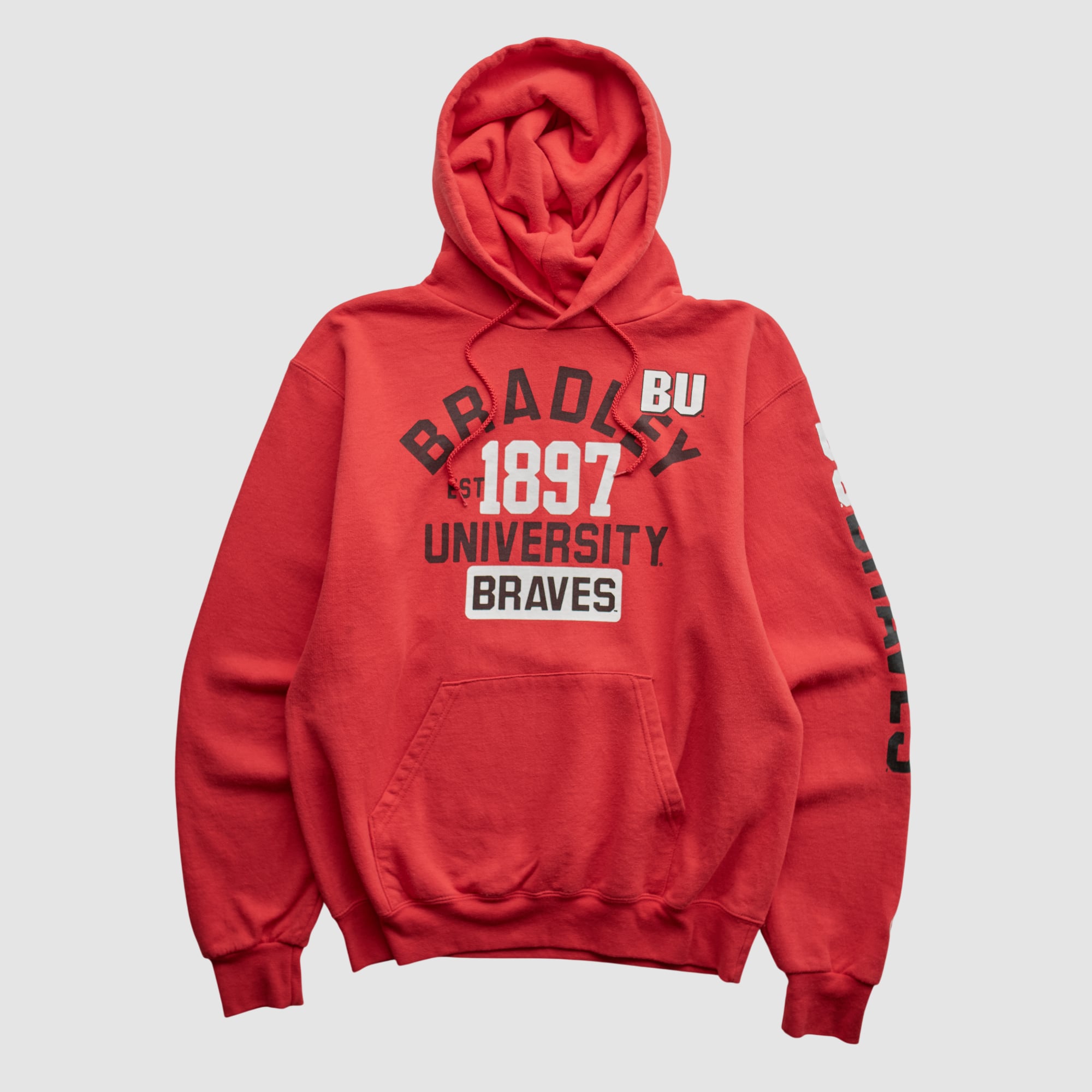 Bradley Braves Champion 2000s Hooded Pullover Sweatshirt - Red - XXS