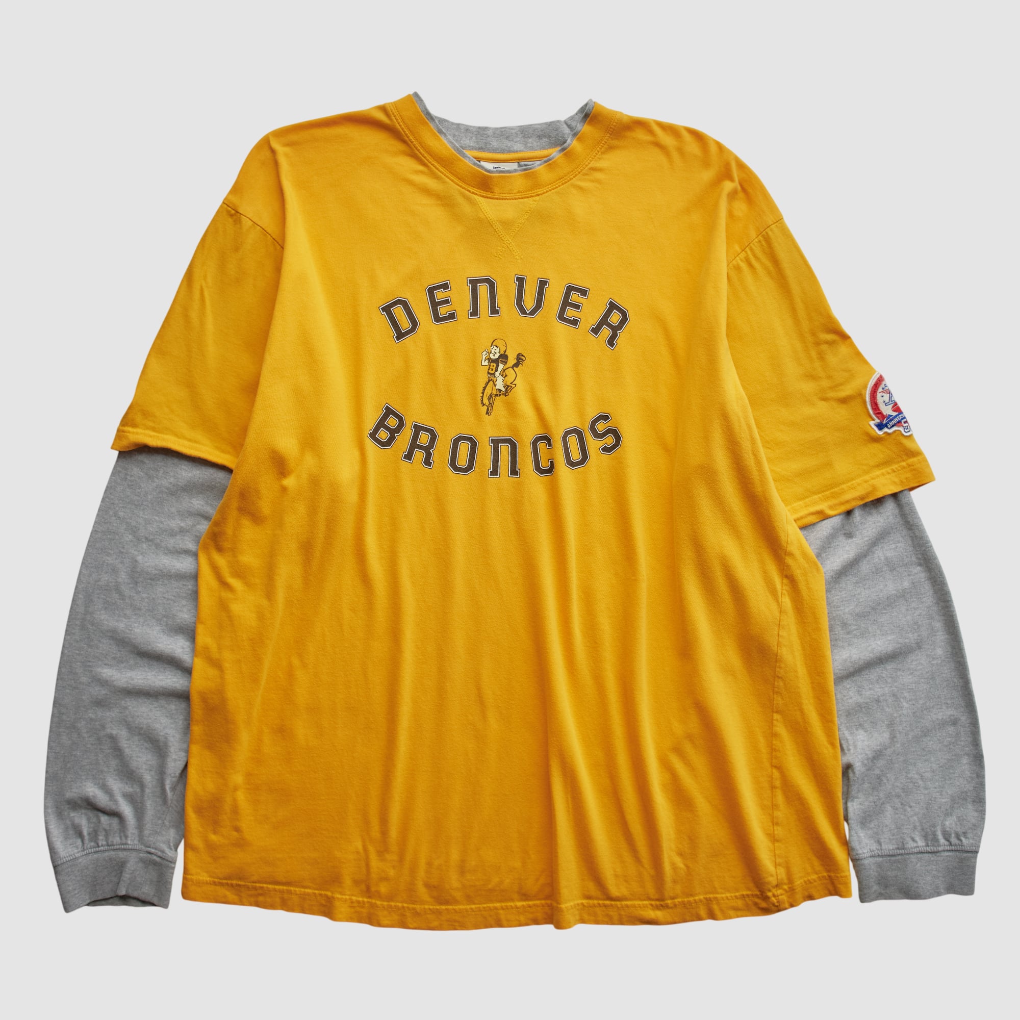 Denver Broncos Reebok 2000s Long Sleeve T-shirt - Yellow - 2XL