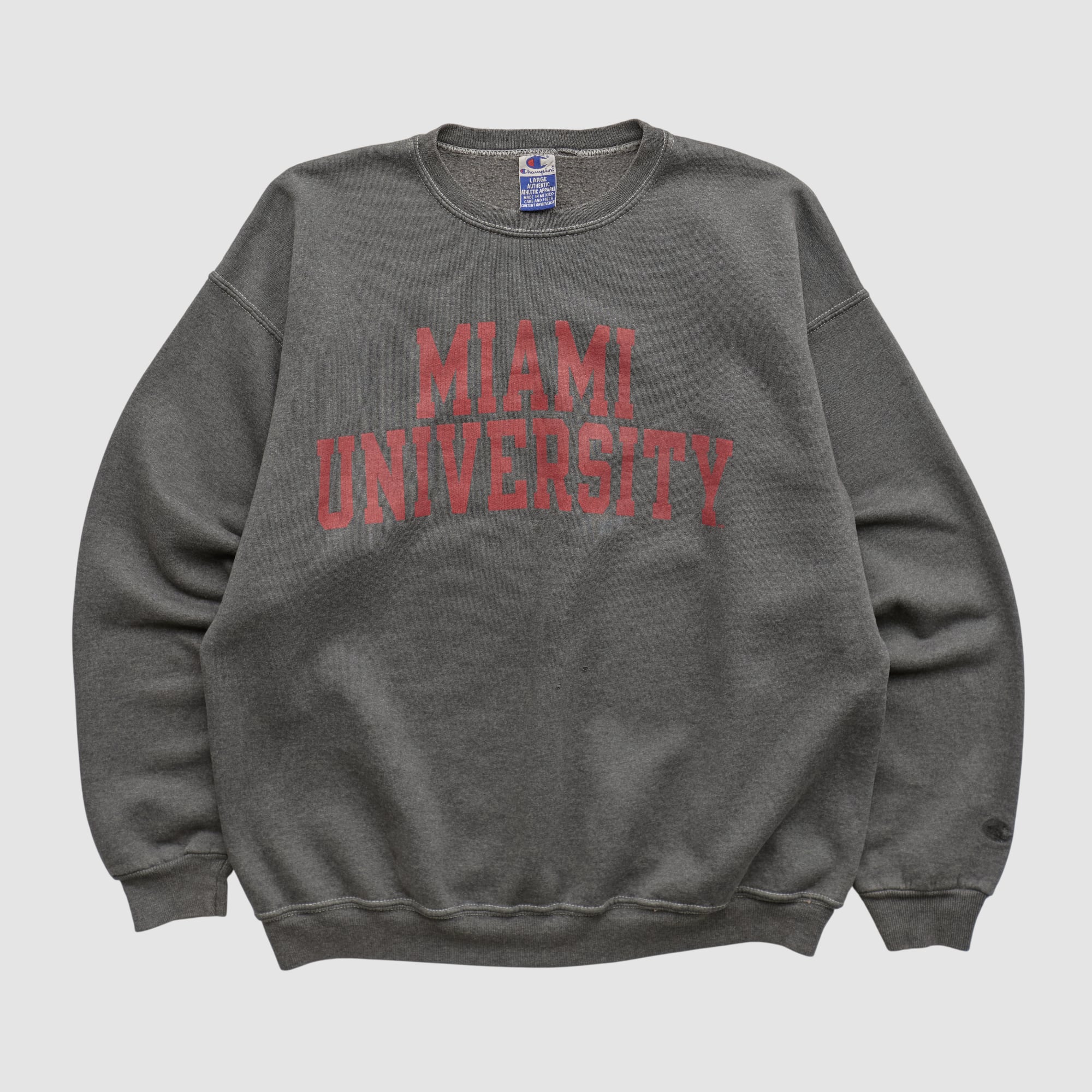 Miami University RedHawks Champion 90s Pullover Sweatshirt - Dark Heather Gray - S
