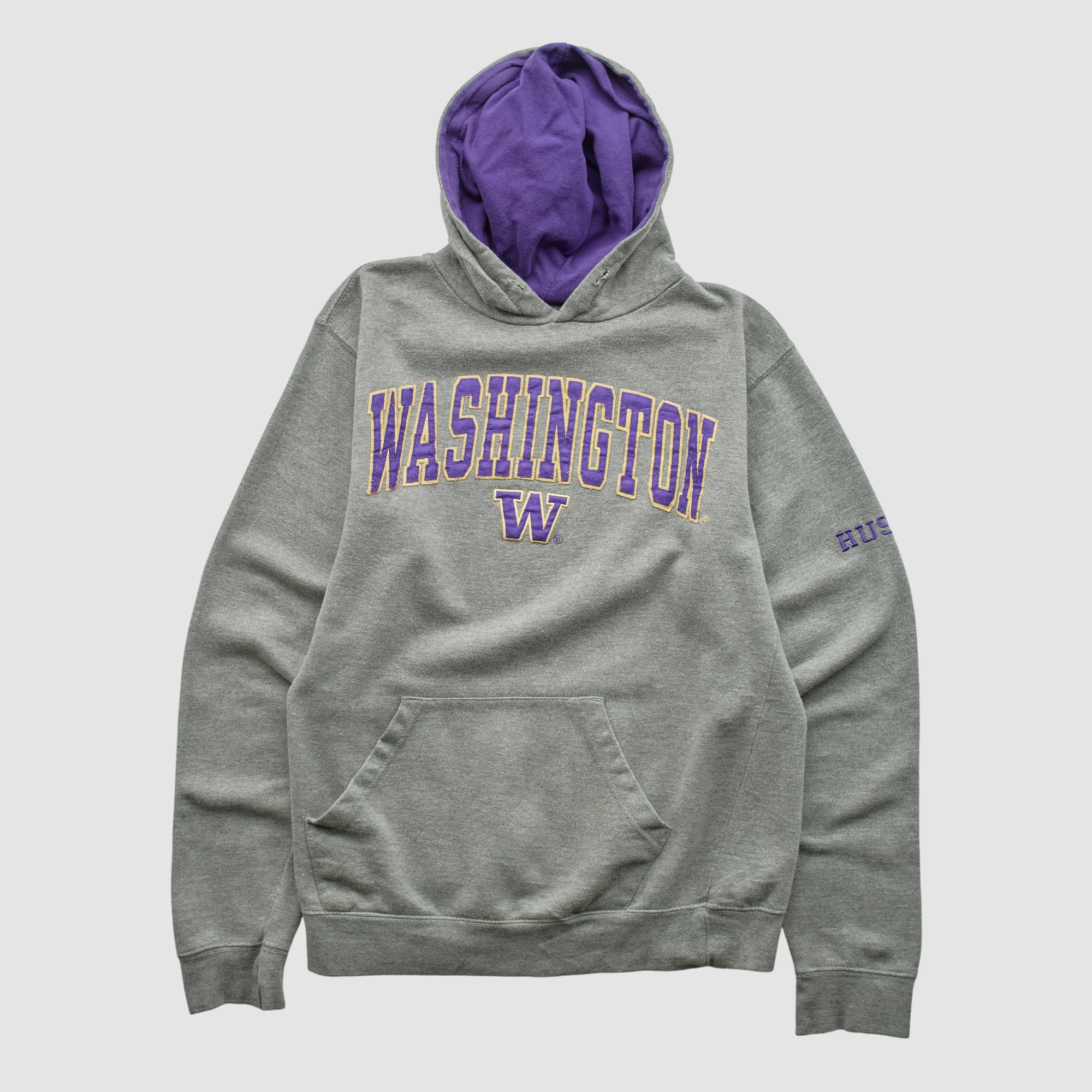 Washington Huskies Old Varsity Brand 2010s Hooded Pullover Sweatshirt - Heather Gray - XS