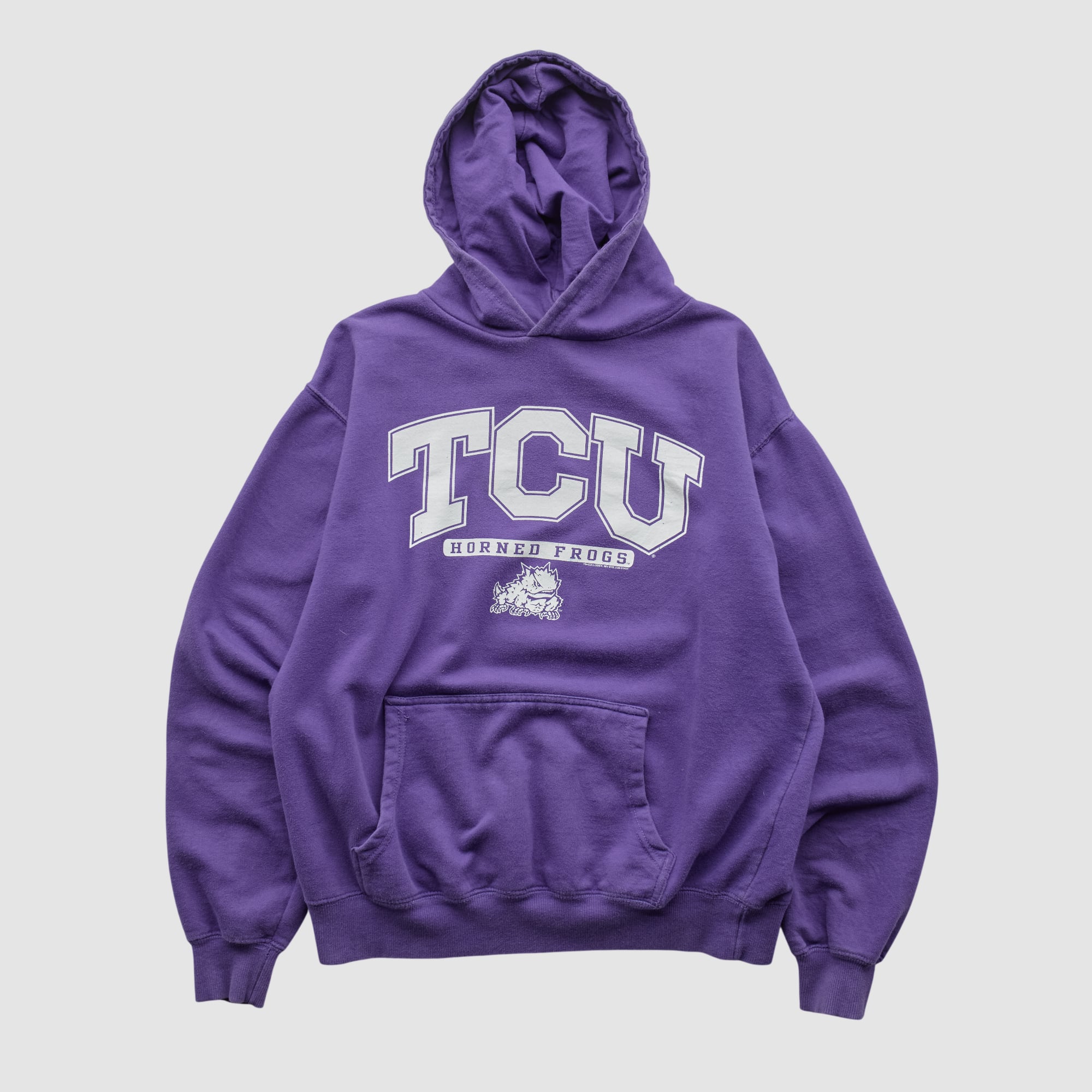 TCU Horned Frogs Old Varsity Brand 2010s Hooded Pullover Sweatshirt - Purple - XS