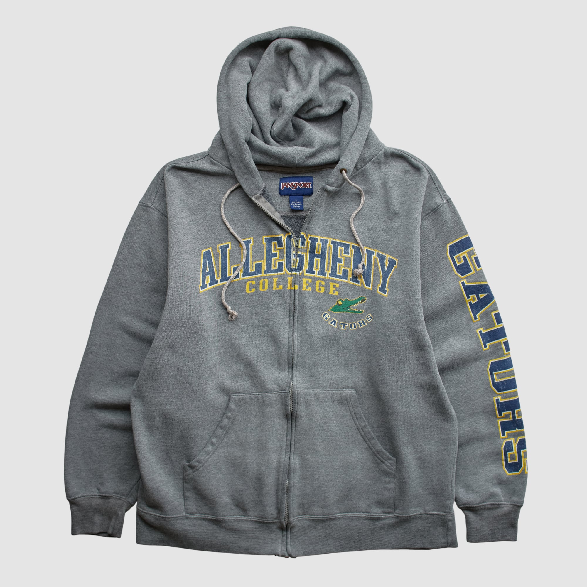 Allegheny Gators Jansport 2000s Hooded Full Zip Sweatshirt - Heather Gray - XS