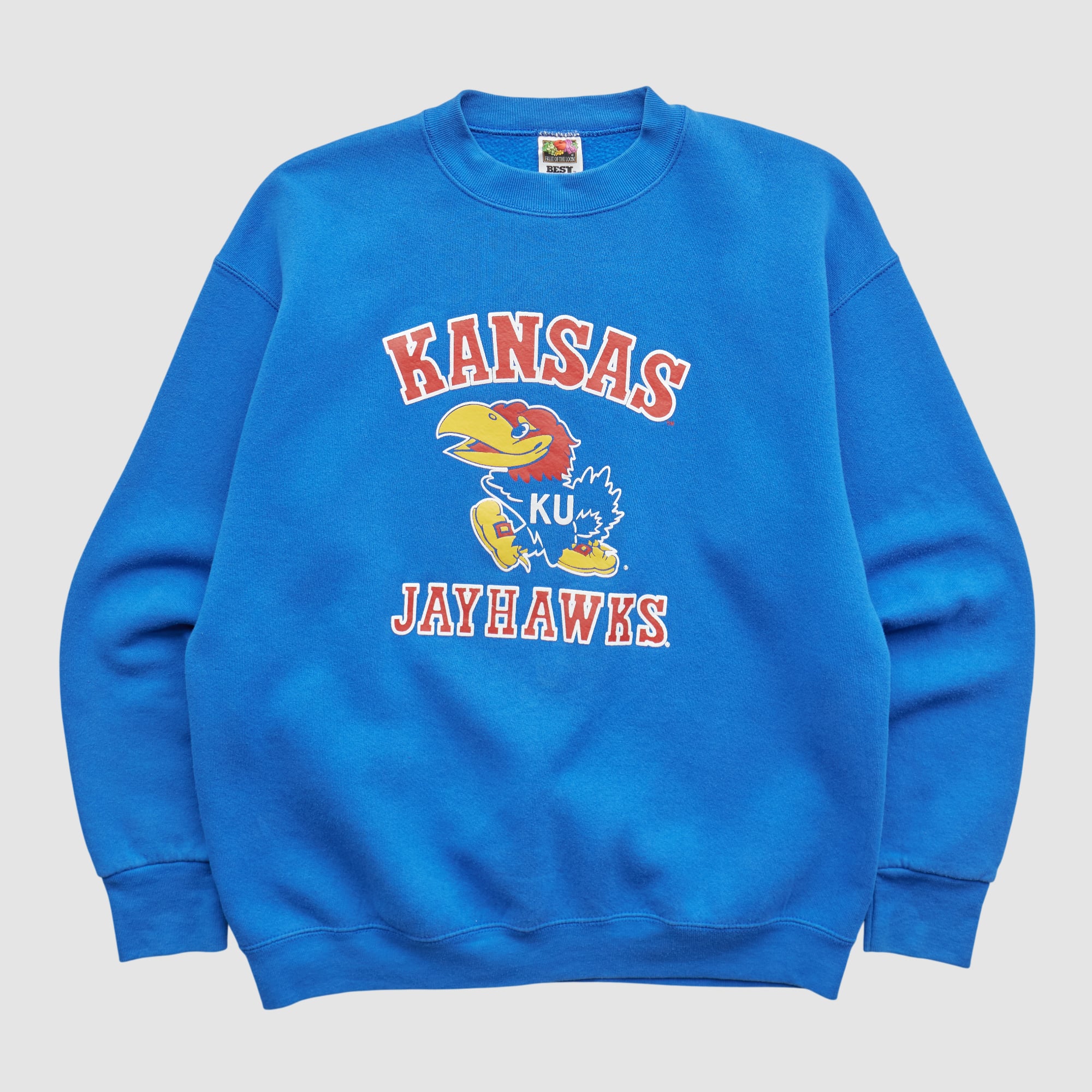 Kansas Jayhawks Fruit Of the Loom 90s Pullover Sweatshirt - Blue - S