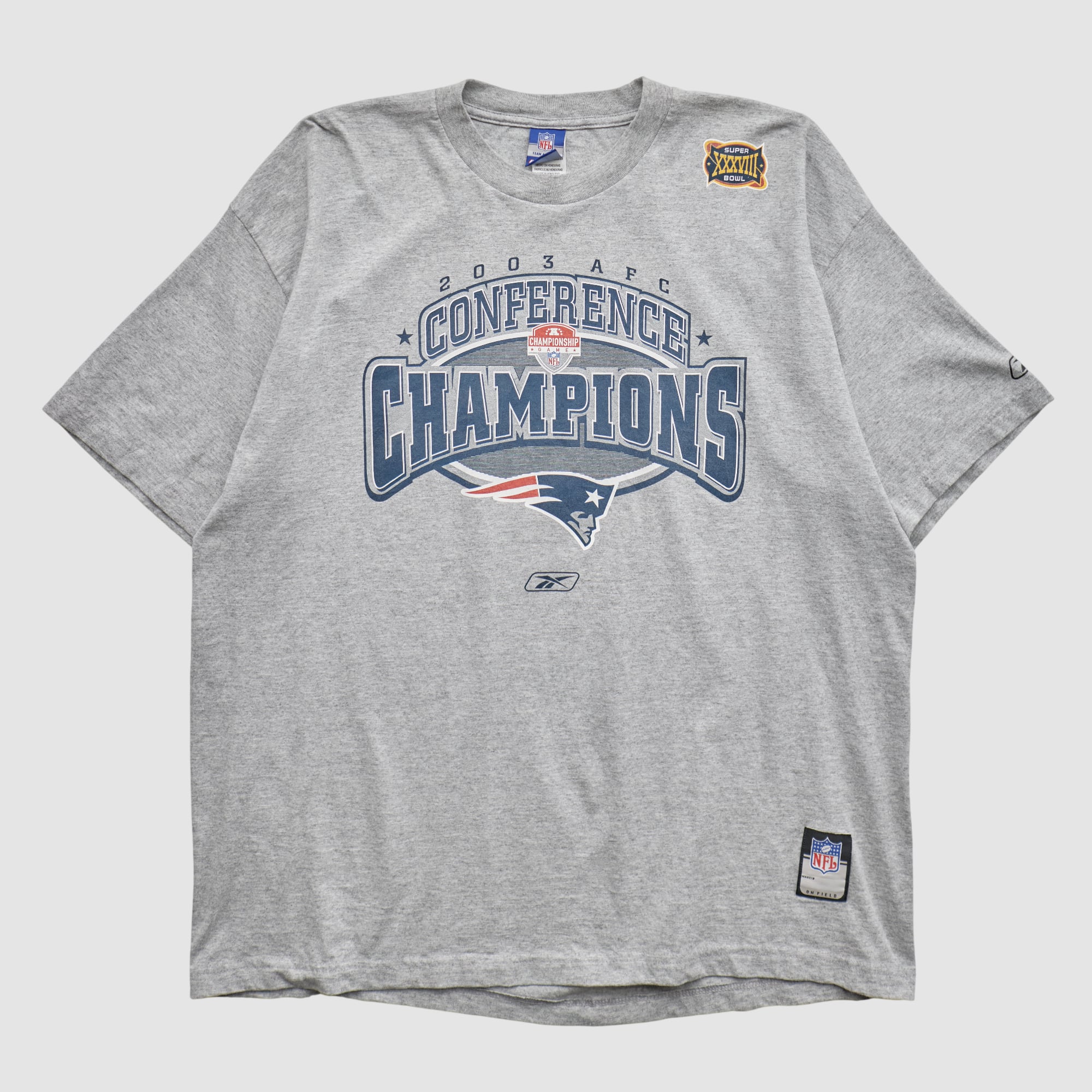 New England Patriots Reebok 2003 T-shirt - Heather Gray - 2XL