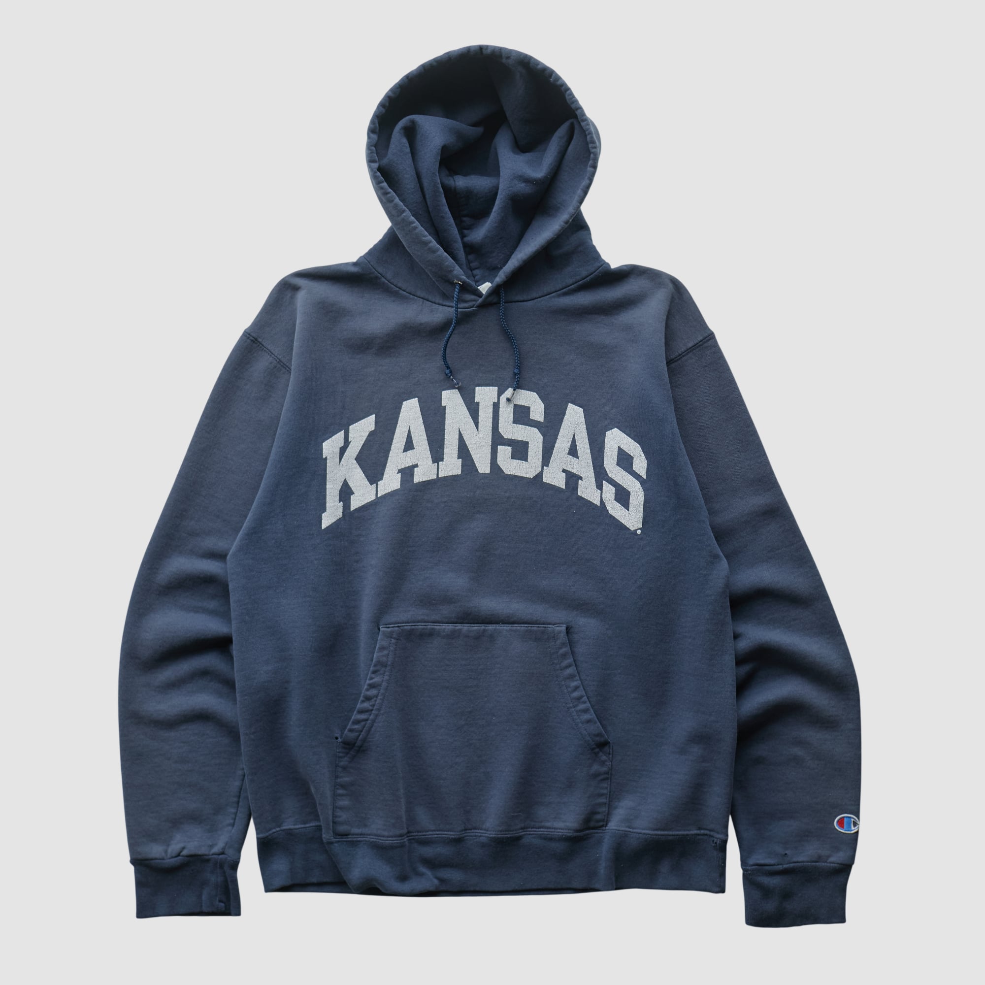 Kansas Jayhawks Champion 2000s Hooded Pullover Sweatshirt - Navy - XS