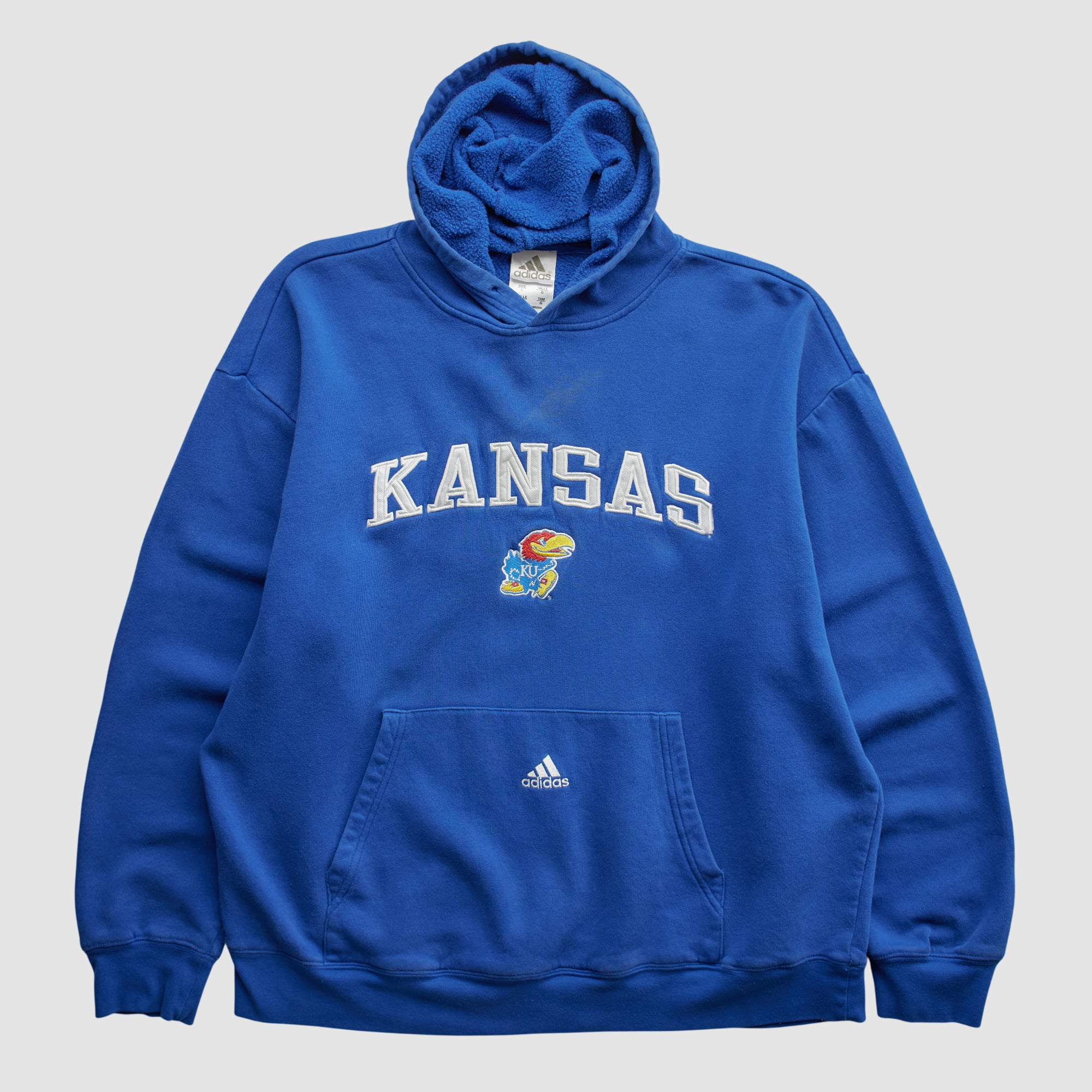 Kansas Jayhawks Adidas 2000s Hooded Pullover Sweatshirt - Blue - L
