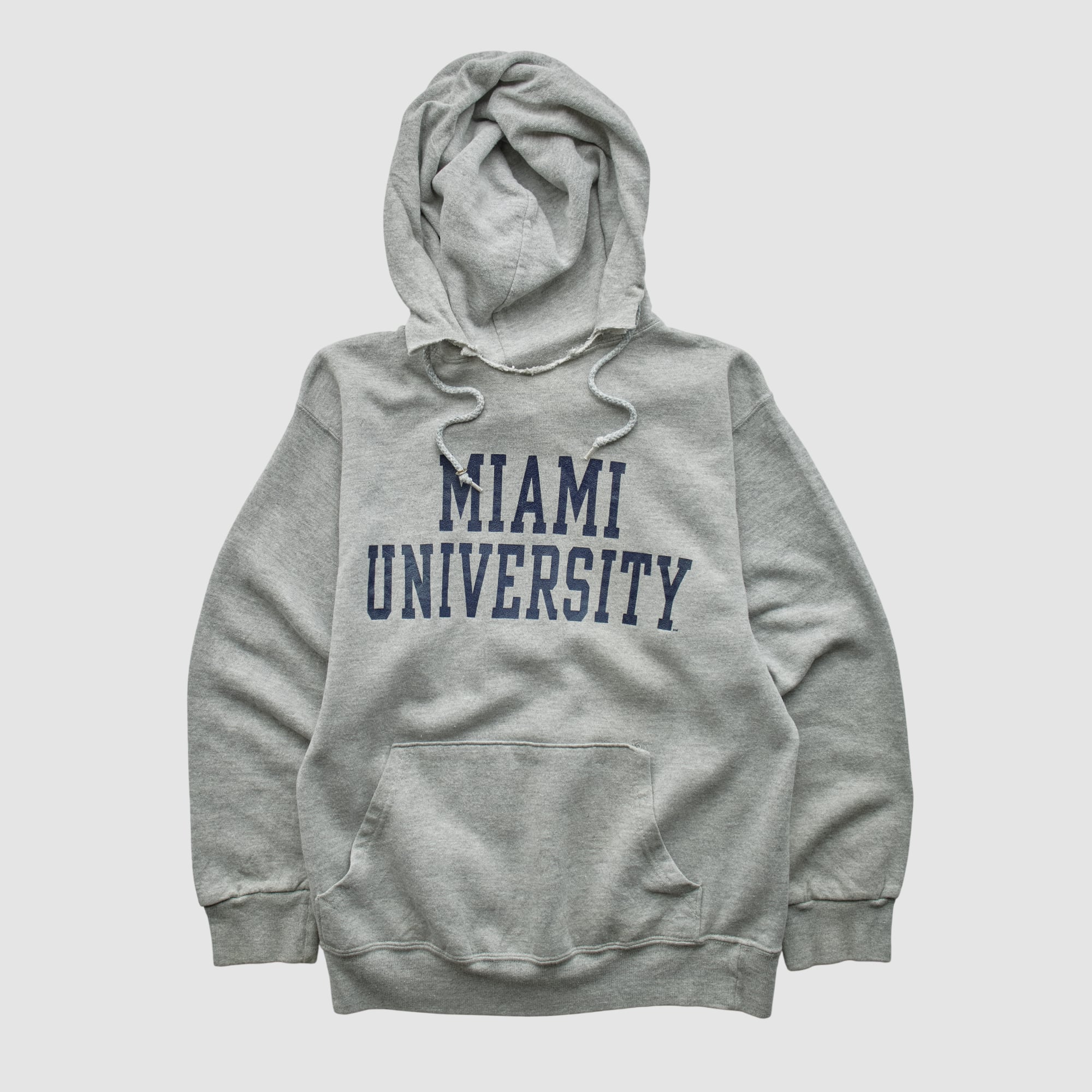 Miami University RedHawks Cotton Exchange 2000s Hooded Pullover Sweatshirt - Heather Gray - XS