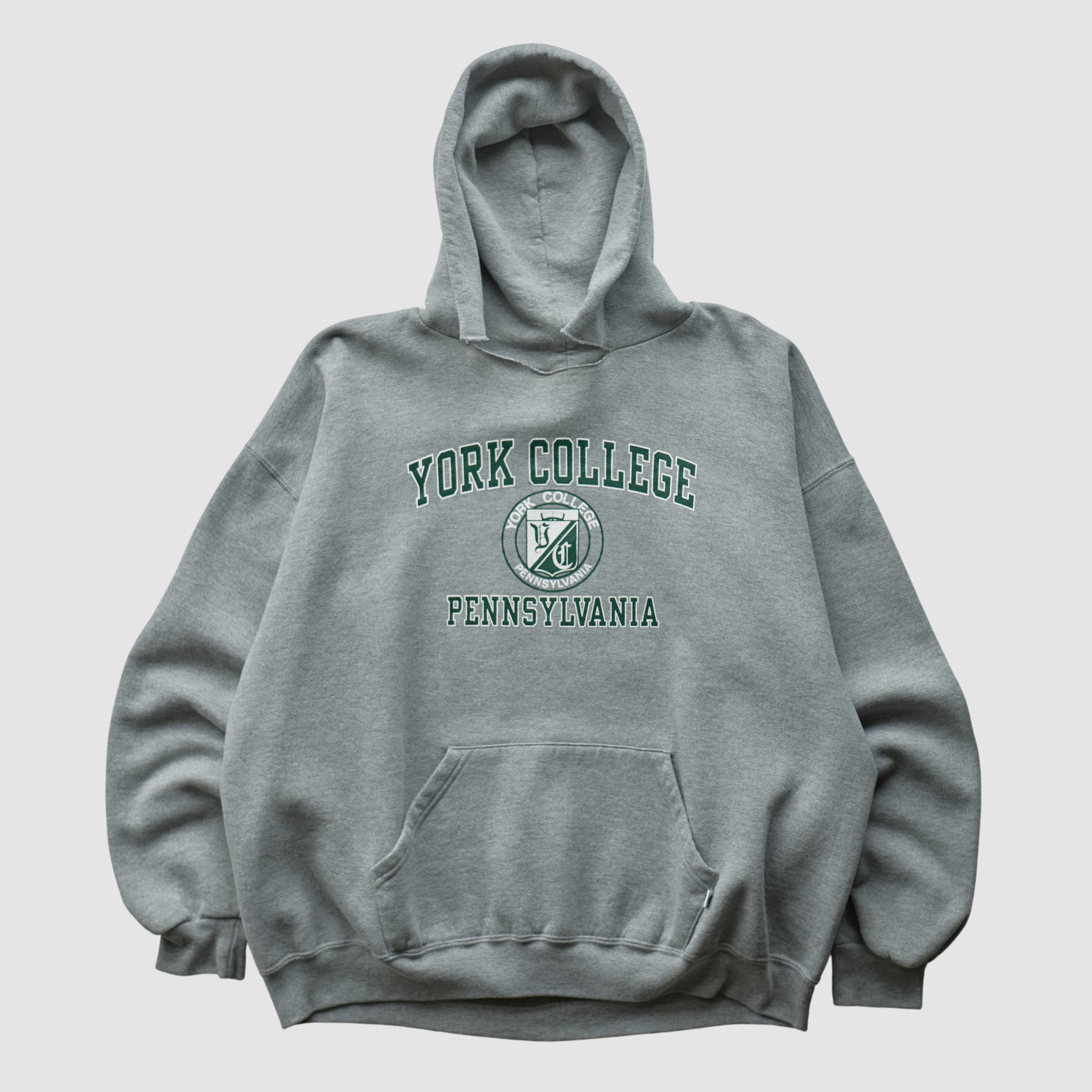 York College Spartans Russell 2000s Hooded Pullover Sweatshirt - Heather Gray - L