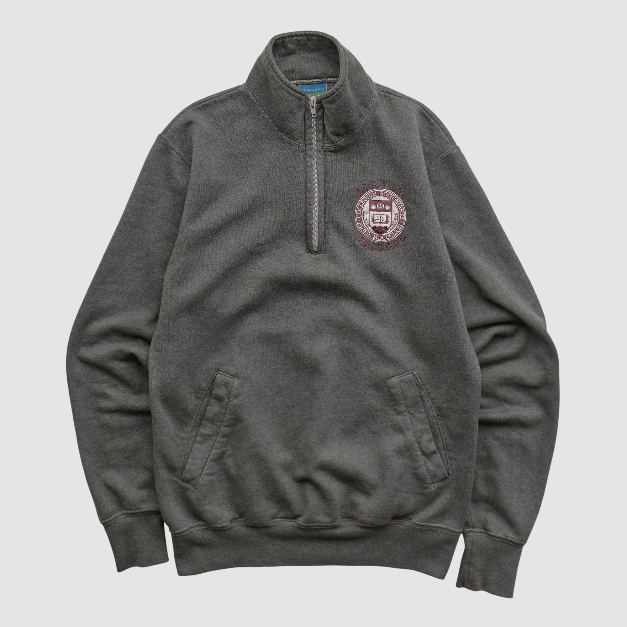 Boston College Eagles Champion 2010s 1/4 Zip Sweatshirt - Dark Heather Gray - XS