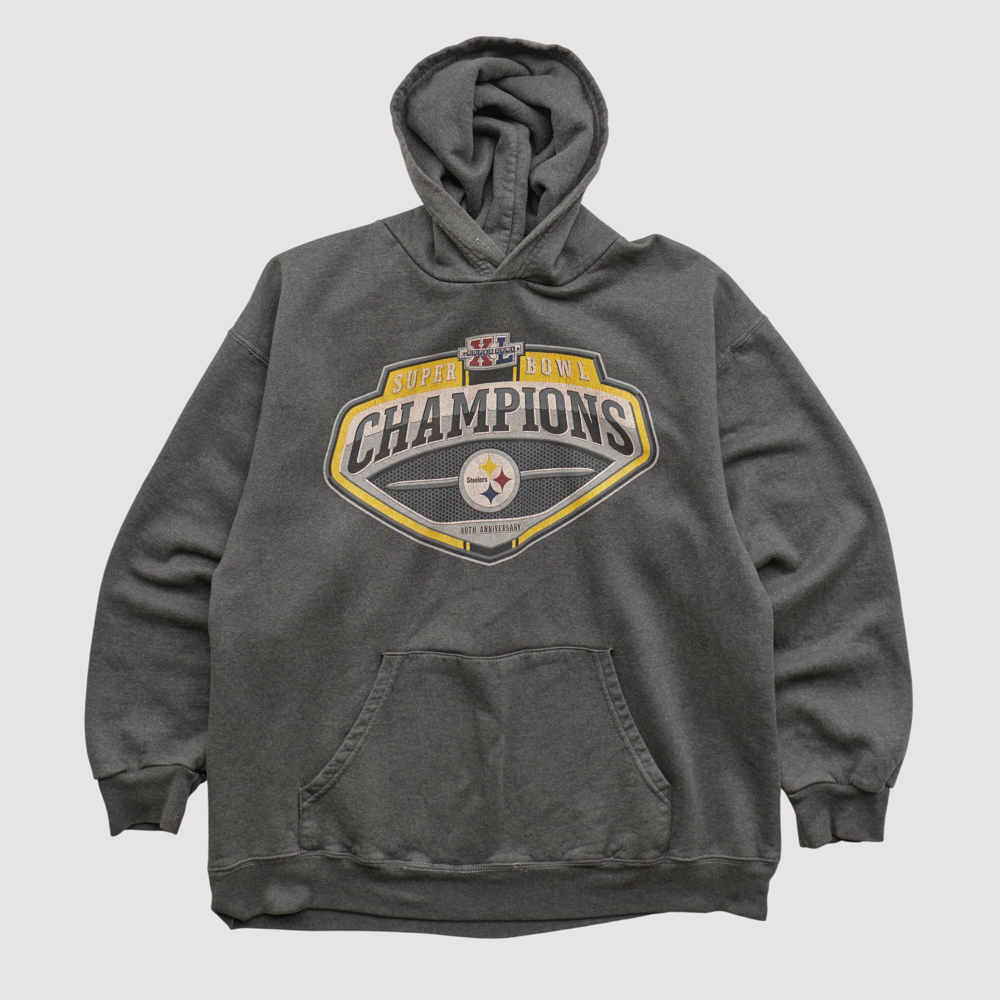 Pittsburgh Steelers Reebok 2006 Hooded Pullover Sweatshirt - Dark Heather Gray - M