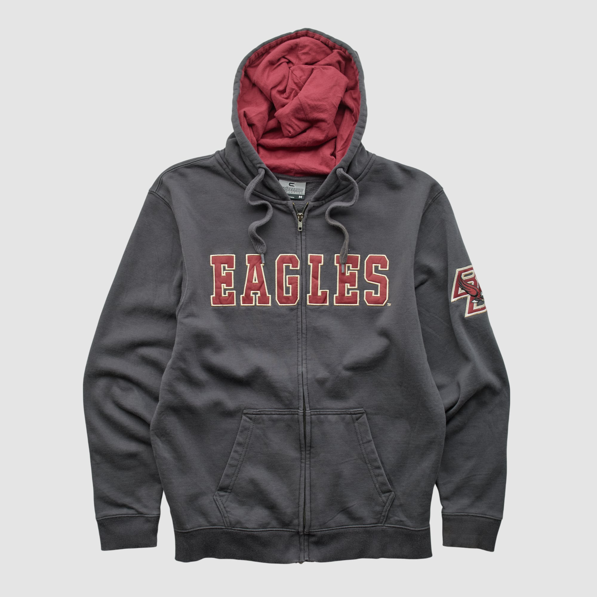 Boston College Eagles Colosseum 2010s Hooded Full Zip Sweatshirt - Dark Heather Gray - S