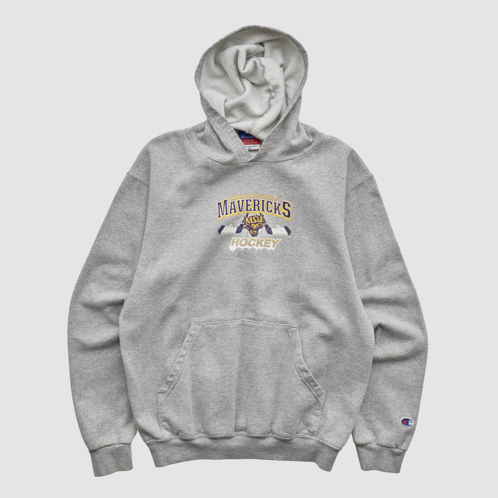 Minnesota State Mavericks Champion 2000s Hooded Pullover Sweatshirt - Heather Gray - XXS