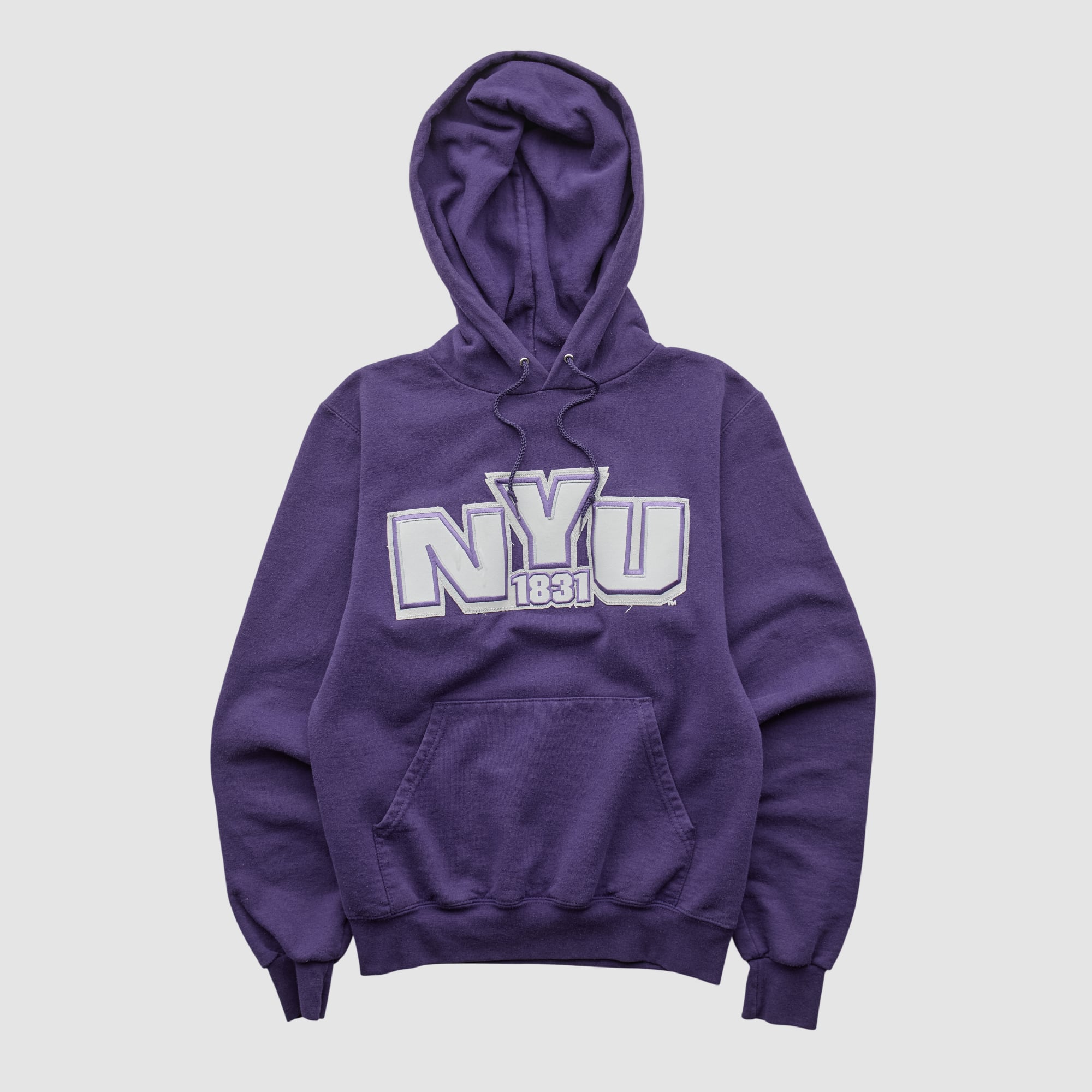 NYU Violets Champion 2000s Hooded Pullover Sweatshirt - Purple - XXS