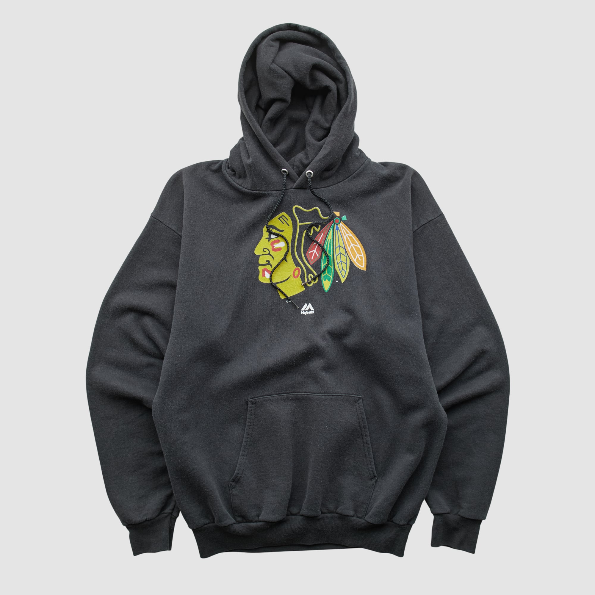 Chicago Blackhawks Majestic 2000s Hooded Pullover Sweatshirt - Black - XS
