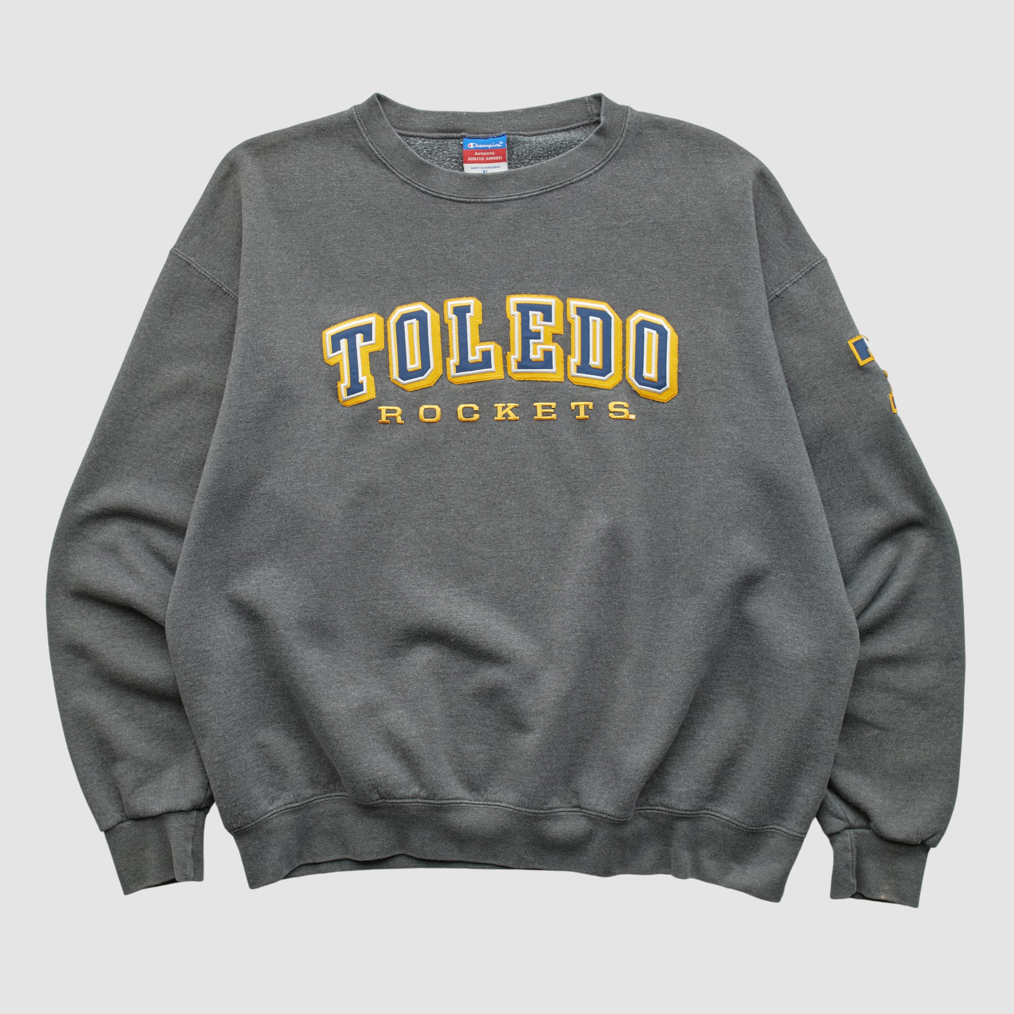 Toledo Rockets Champion 2000s Pullover Sweatshirt - Dark Heather Gray - L