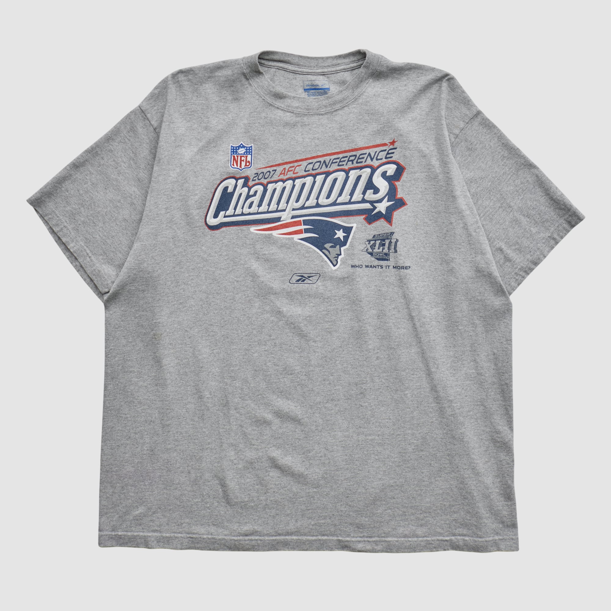 New England Patriots Reebok 2007 T-shirt - Heather Gray - 2XL