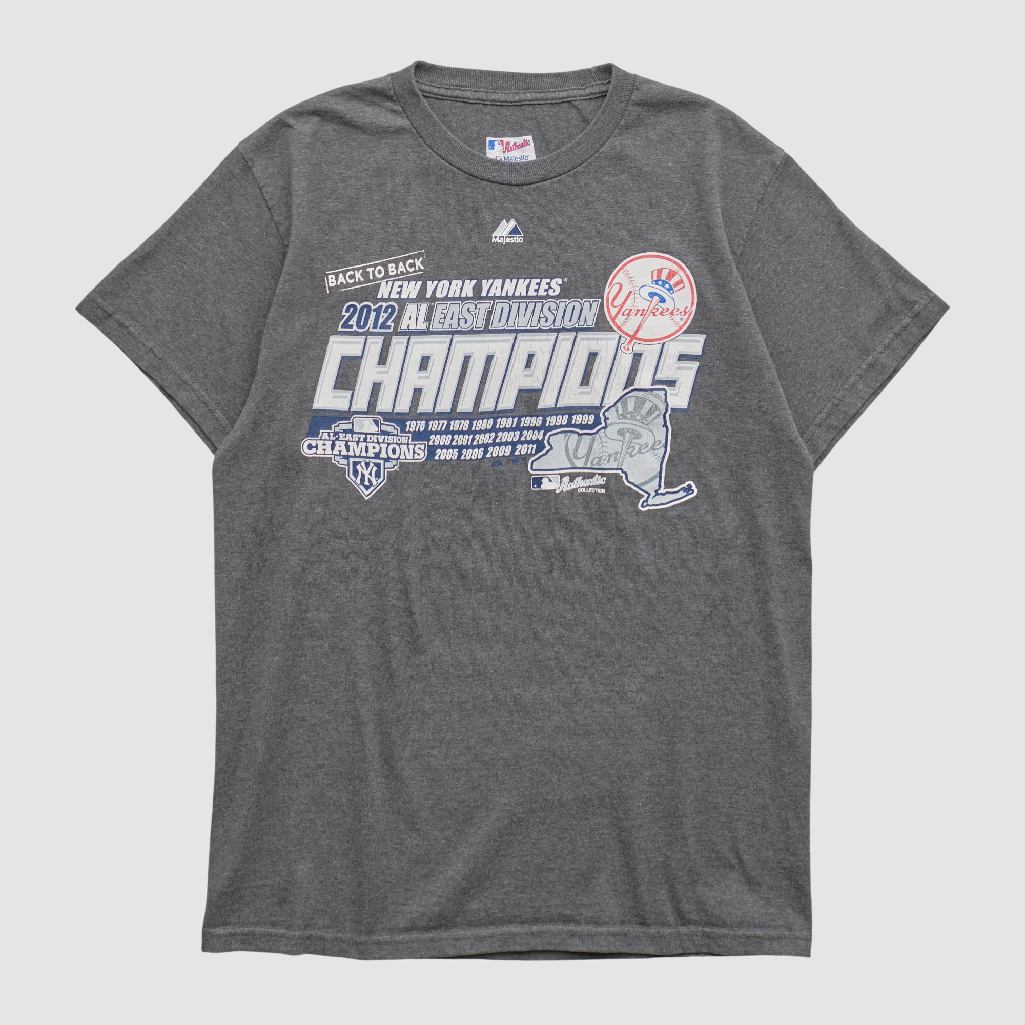 New York Yankees Majestic 2012 T-shirt - Dark Heather Gray - M