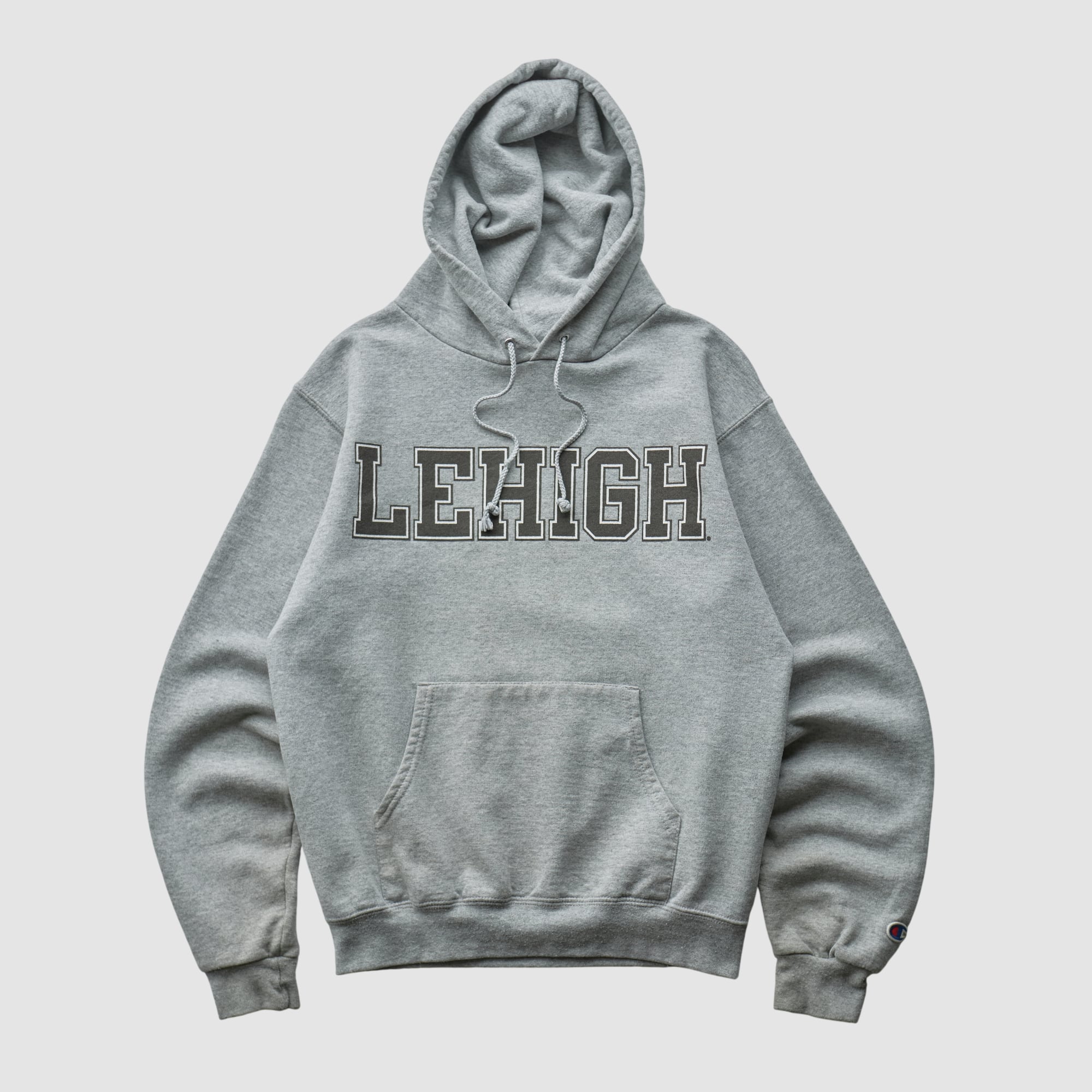 Lehigh Mountain Hawks Champion 2000s Hooded Pullover Sweatshirt - Heather Gray - XXS