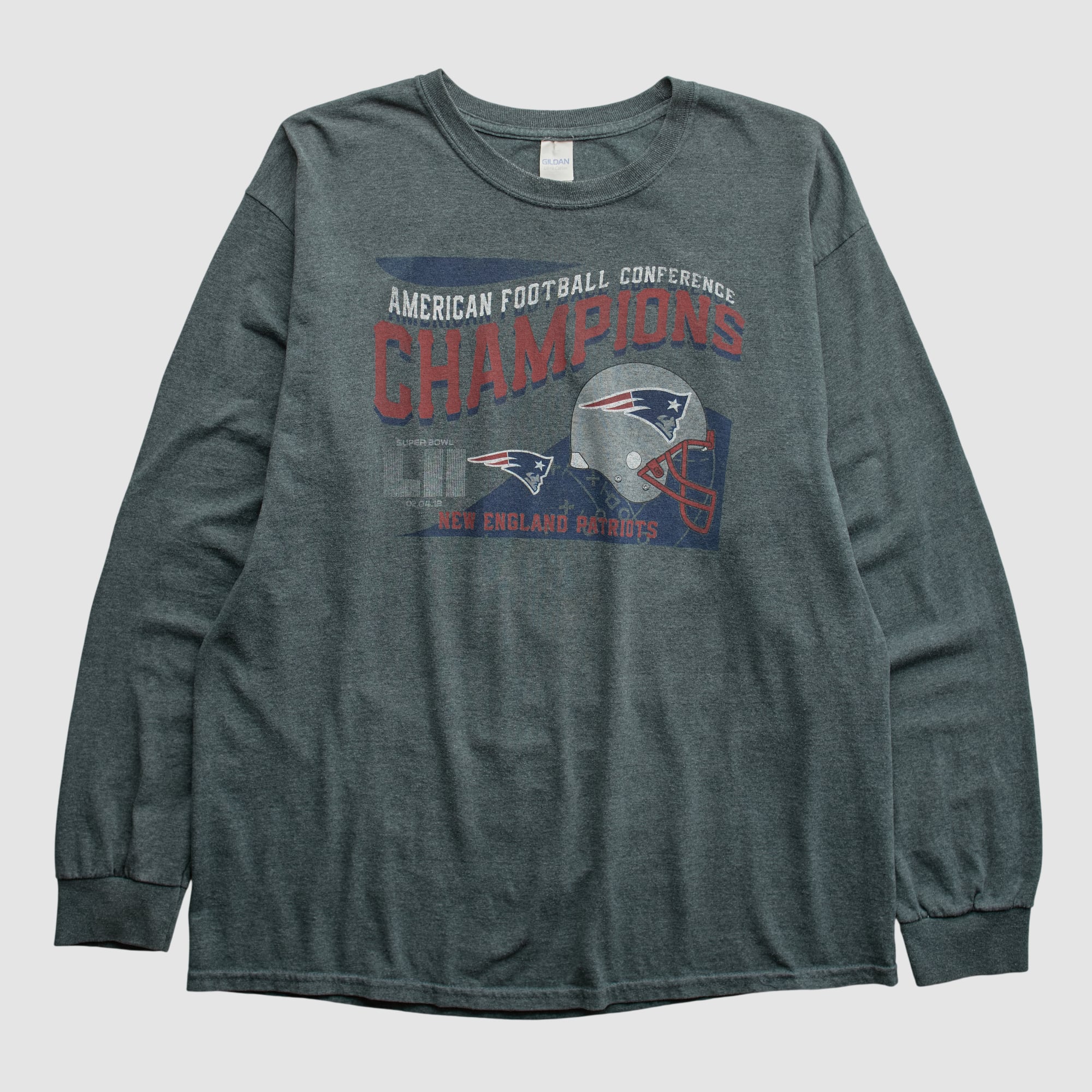 New England Patriots Gildan 2012 Long Sleeve T-shirt - Dark Heather Gray - XL