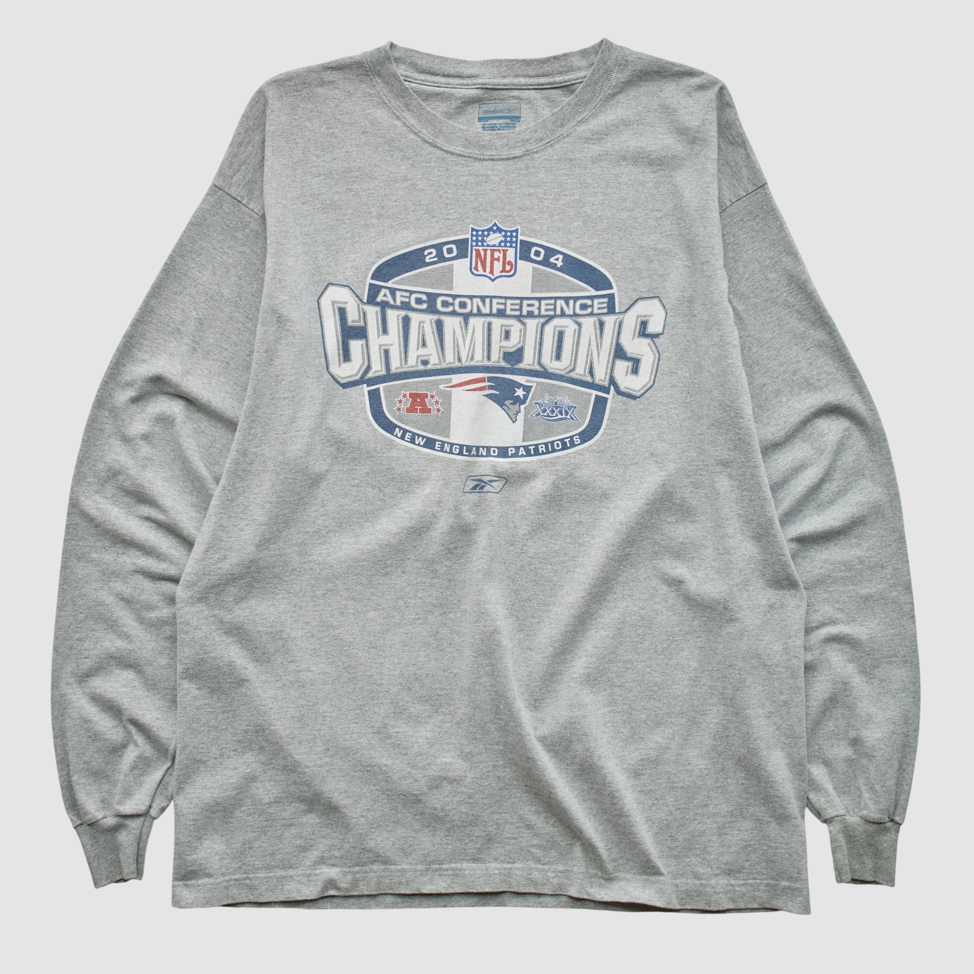 New England Patriots Reebok 2004 Long Sleeve T-shirt - Heather Gray - XL