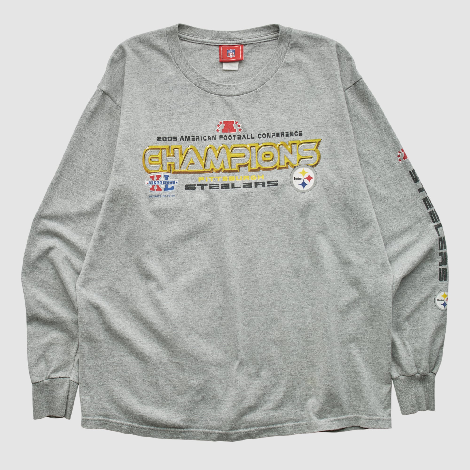 Pittsburgh Steelers NFL 2005 Long Sleeve T-shirt - Heather Gray - M