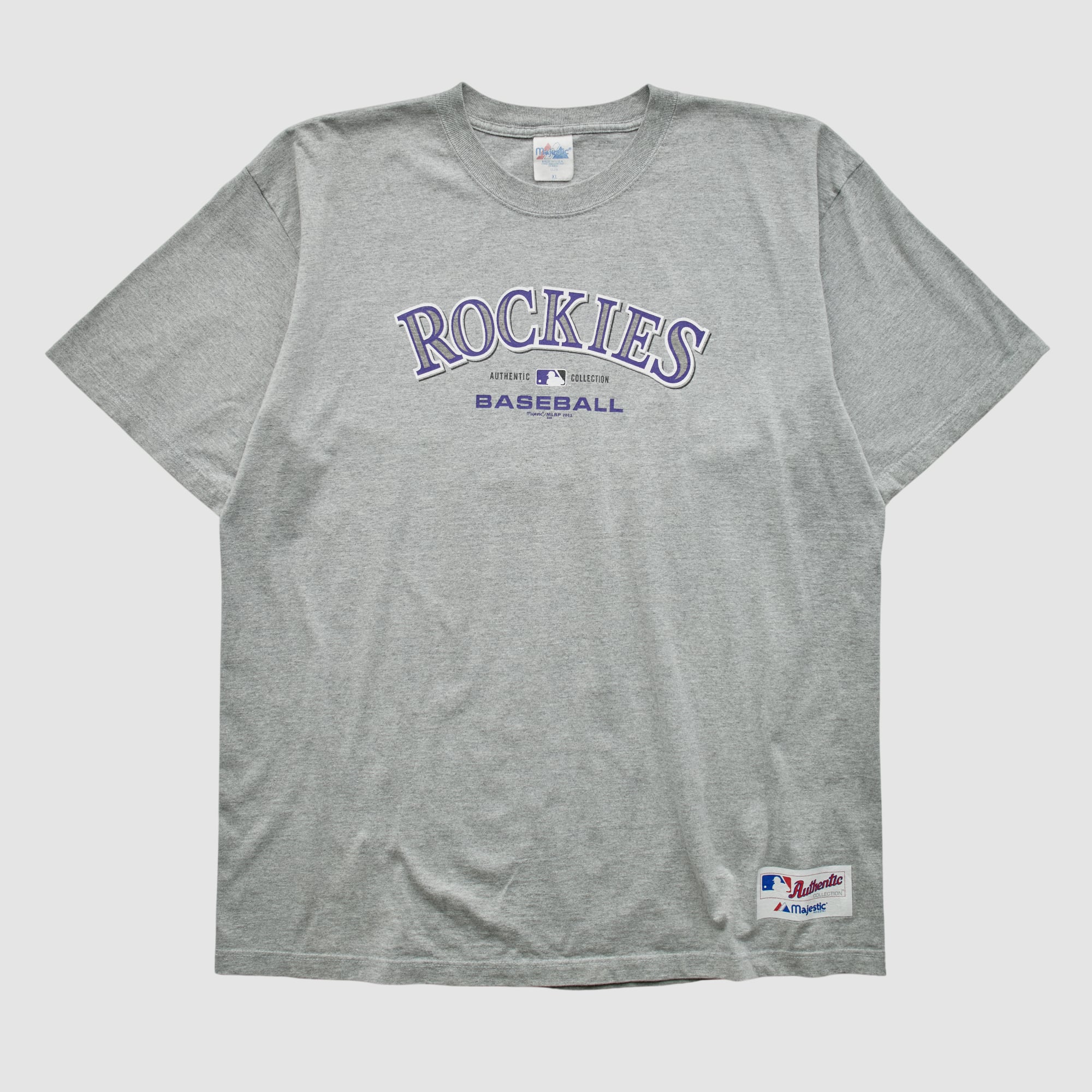 Colorado Rockies Majestic 2000s T-shirt - Heather Gray - 2XL