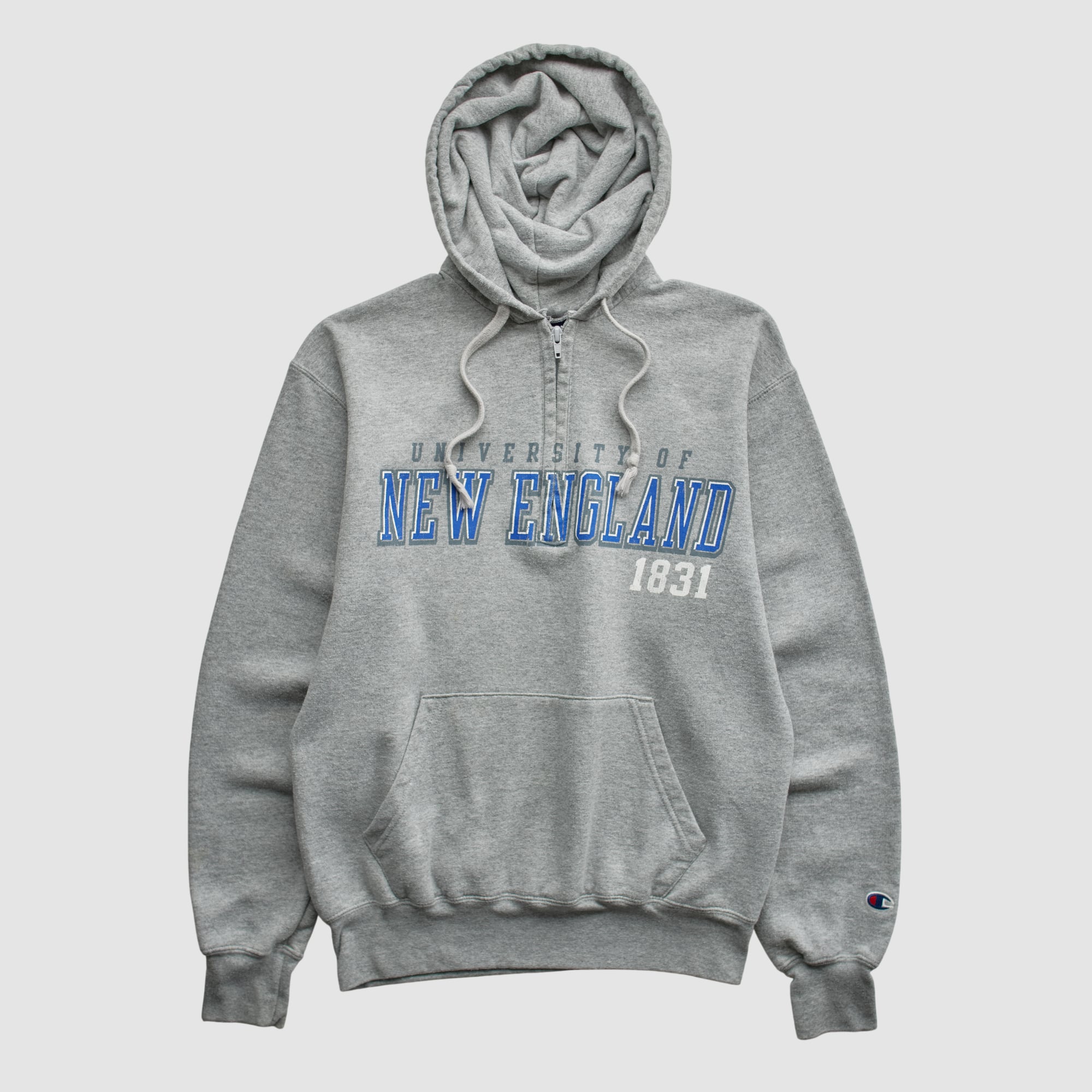 New England Nor'Easters Champion 2000s Hooded 1/2 Zip Sweatshirt - Heather Gray - XS