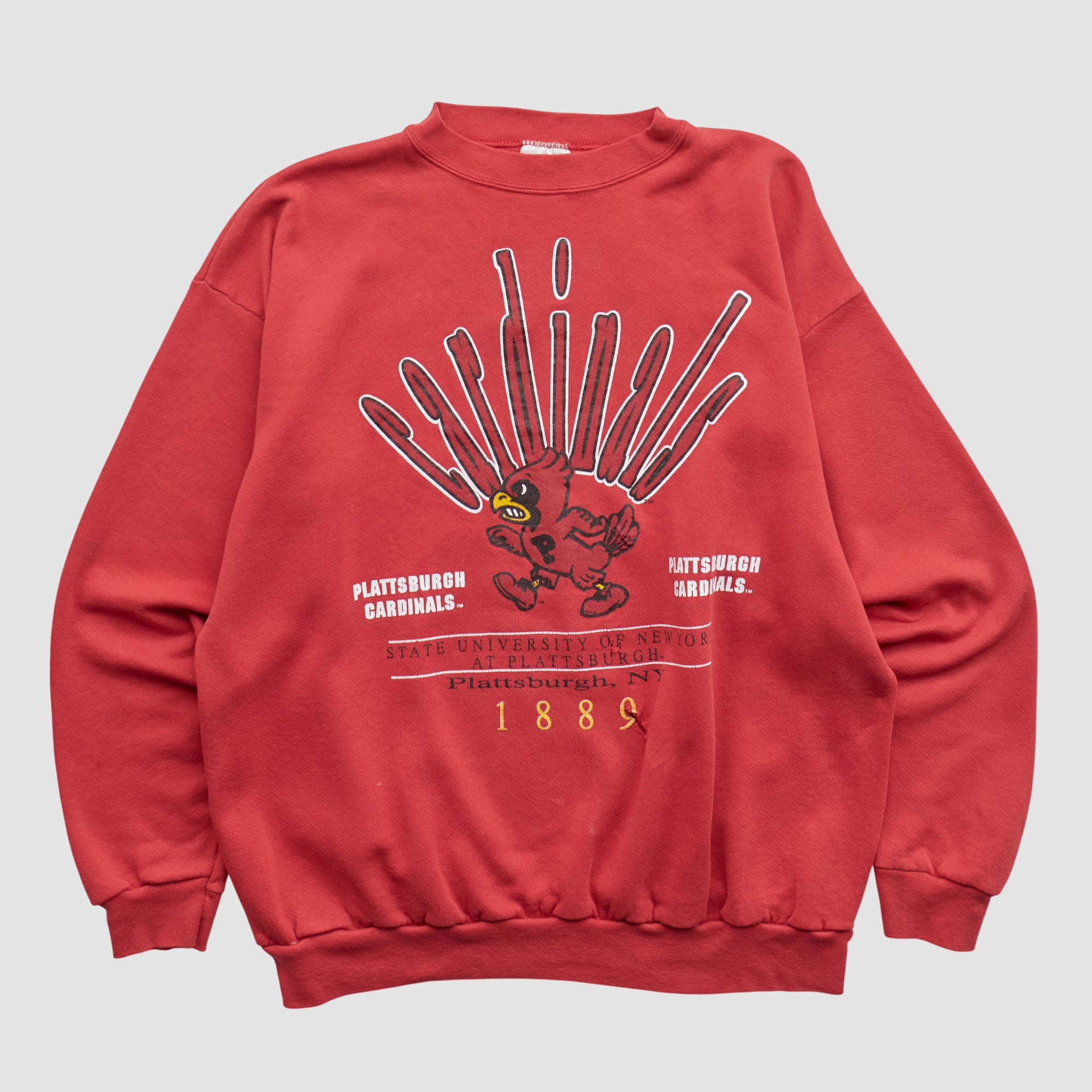 Plattsburgh State Cardinals Tultex 90s Pullover Sweatshirt - Red - M