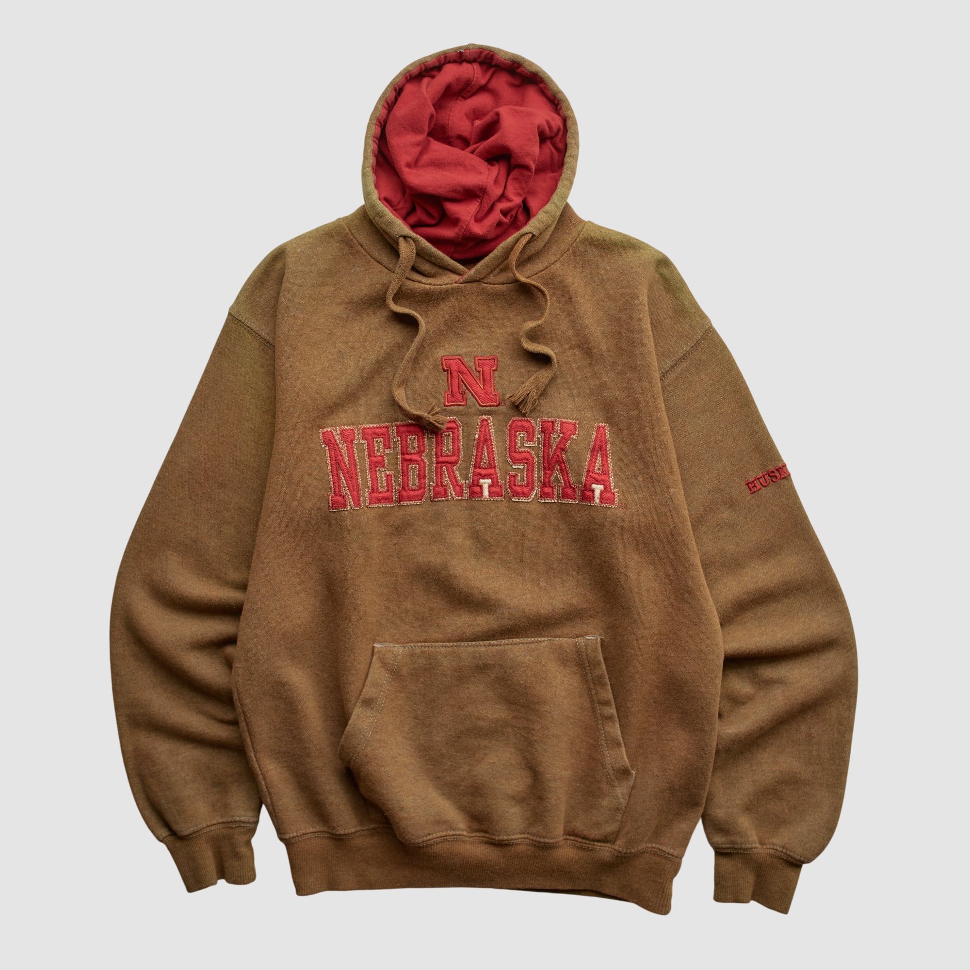 Nebraska Huskers Old Varsity Brand 2010s Hooded Pullover Sweatshirt - Tan - S
