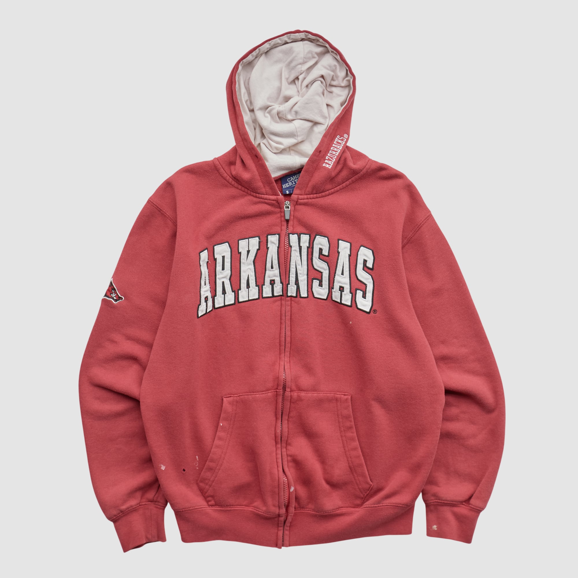 Arkansas Razorbacks Campus Heritage 2010s Hooded Full Zip Sweatshirt - Red - XS