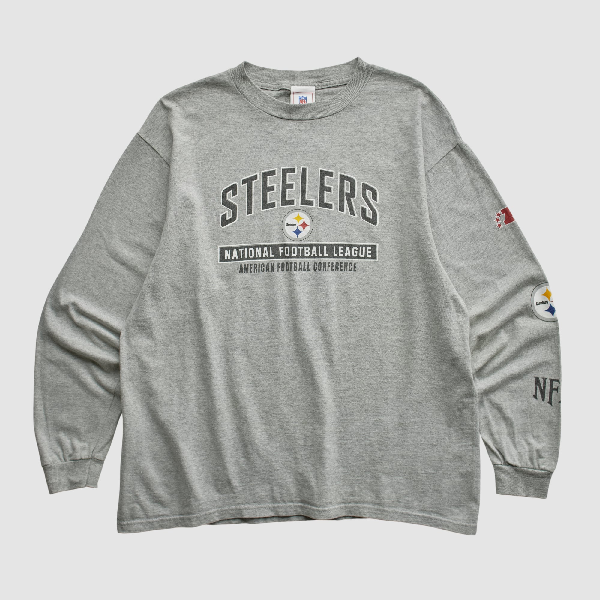 Pittsburgh Steelers Russell 2000s Long Sleeve T-shirt - Heather Gray - S