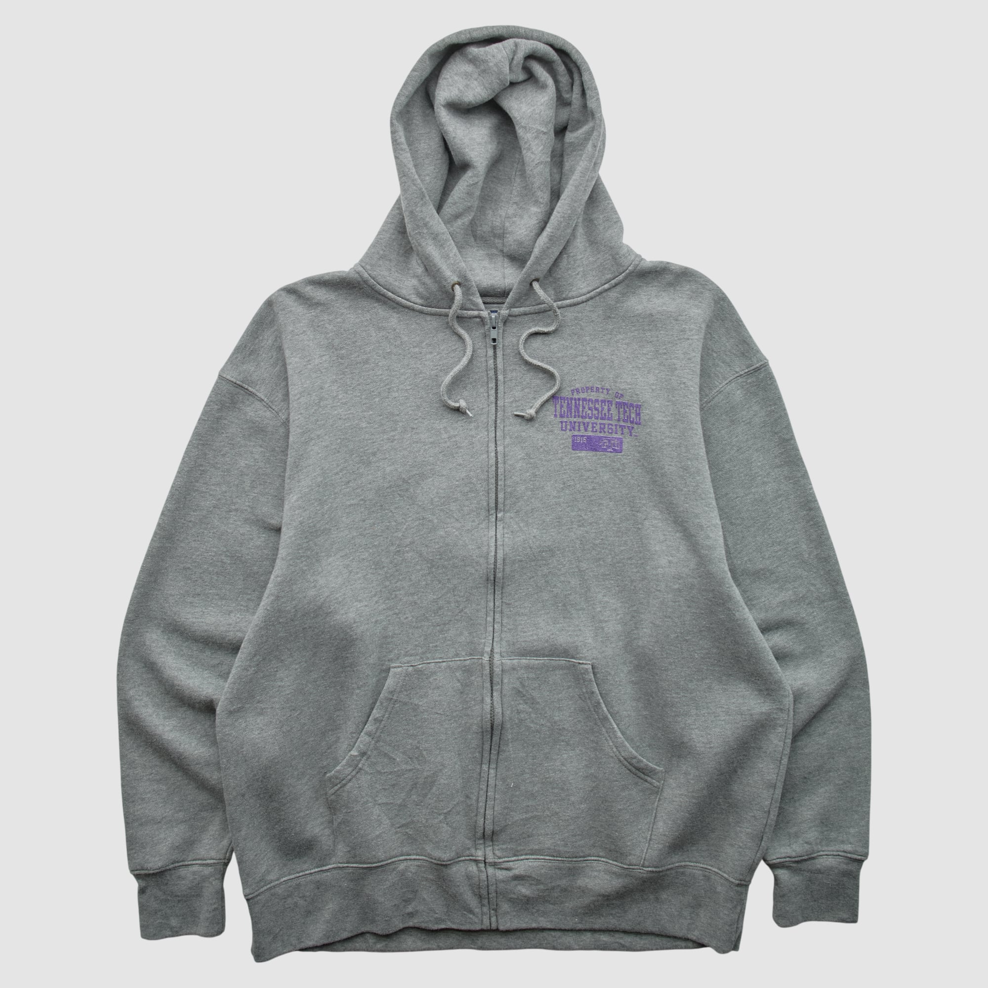 Tennessee Tech Golden Eagles Jansport 2000s Hooded Full Zip Sweatshirt - Gray - L