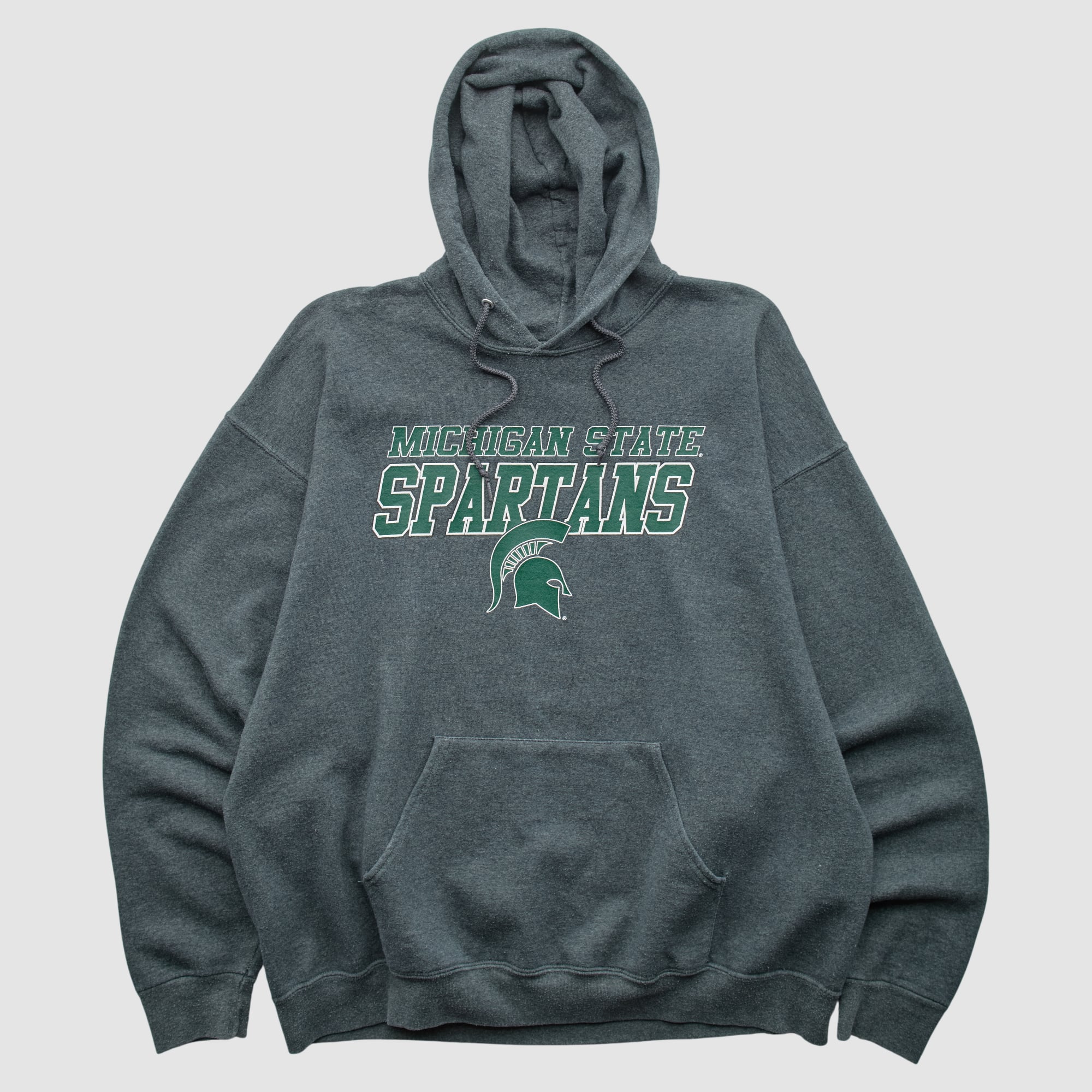 Michigan State Spartans Jerzees 2000s Hooded Pullover Sweatshirt - Dark Heather Gray - 2XL