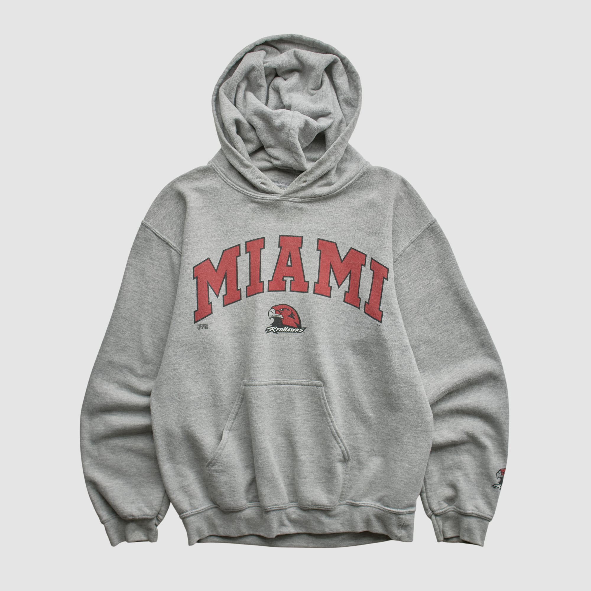 Miami University RedHawks 2010s Hooded Pullover Sweatshirt - Heather Gray - XS