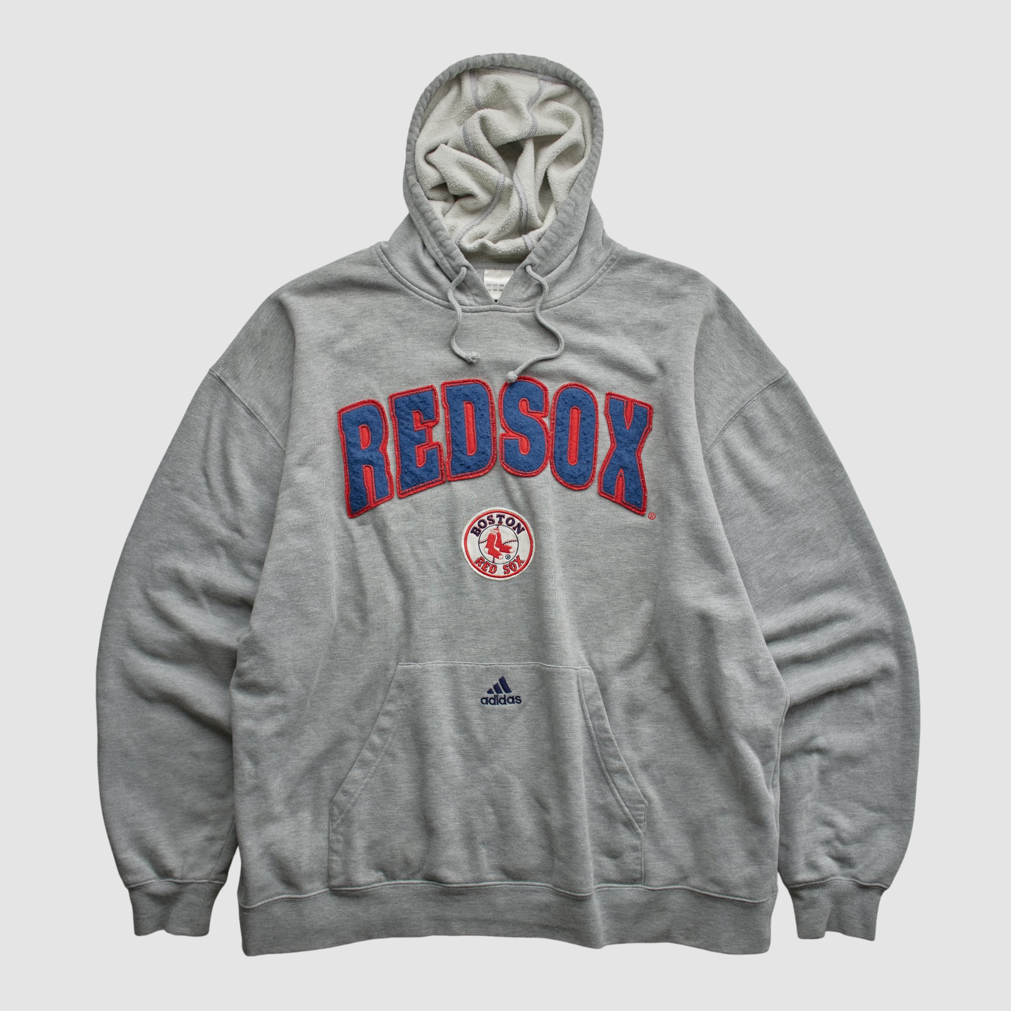 Boston Red Sox Adidas 2000s Hooded Long Sleeve Top - Heather Gray - 2XL